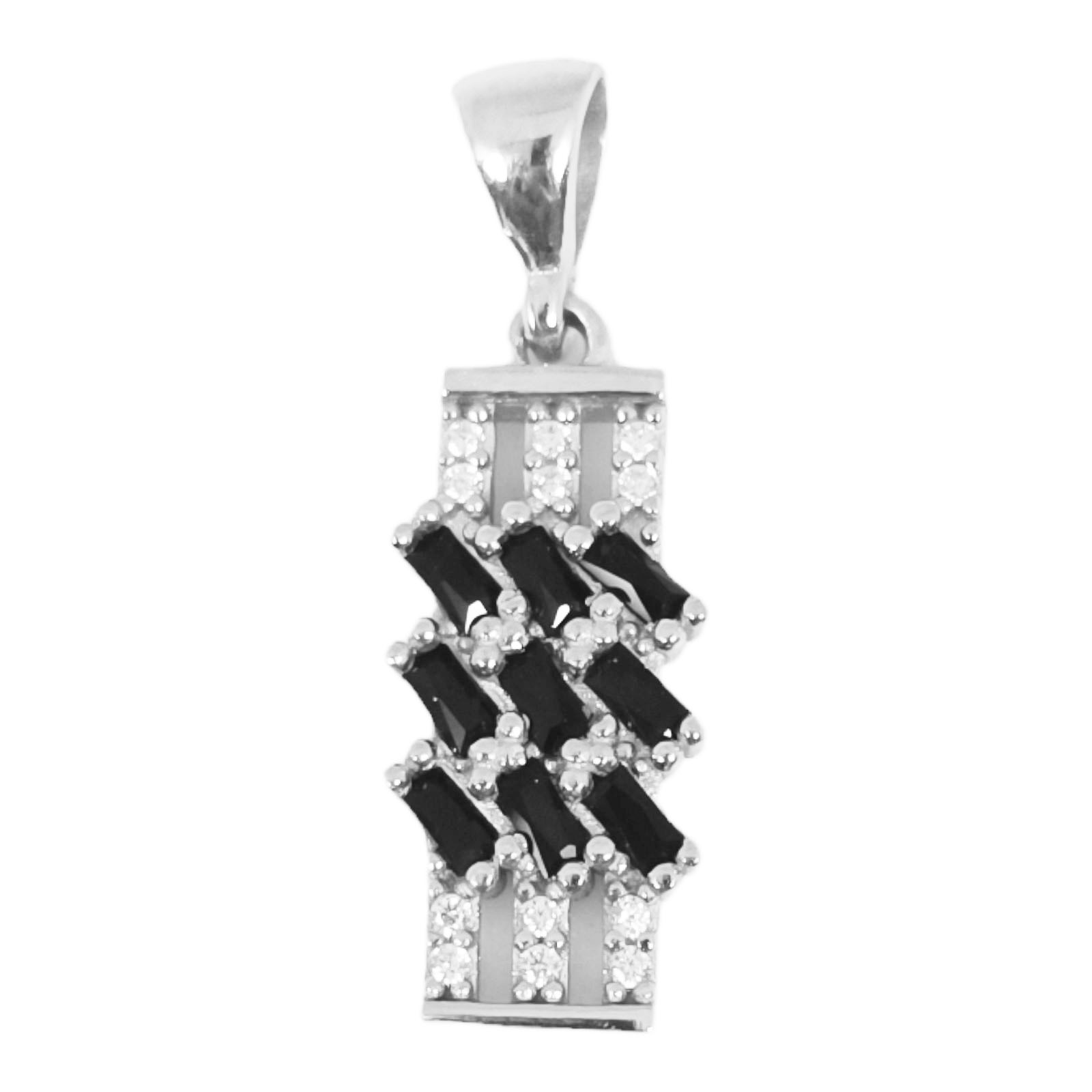 Pendentif Argent \'Arégonde\' blanc argenté (rhodié) - 20x8 mm - [S0932]