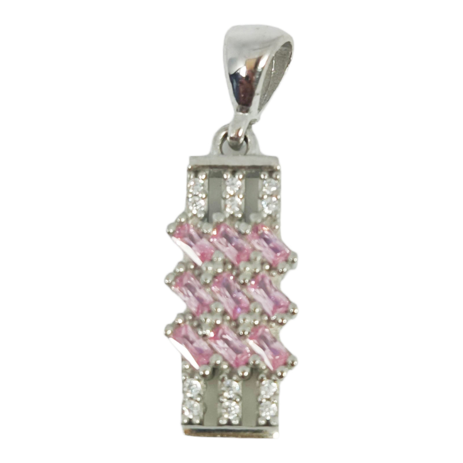 Pendentif Argent \'Arégonde\' rose argenté (rhodié) - 20x8 mm - [S0933]