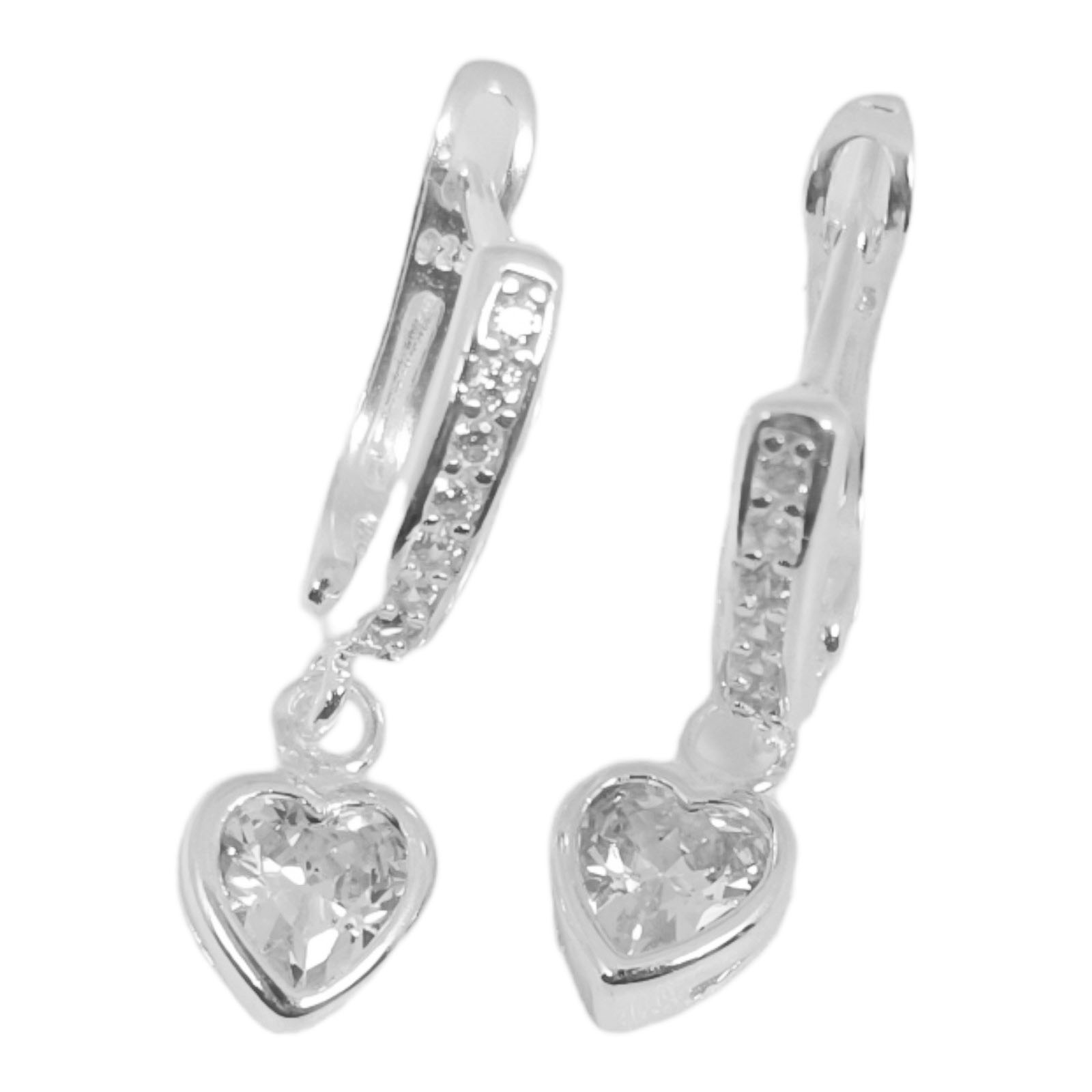 Créoles Argent \'Love\' blanc argenté -  6x6 mm - [S0934]