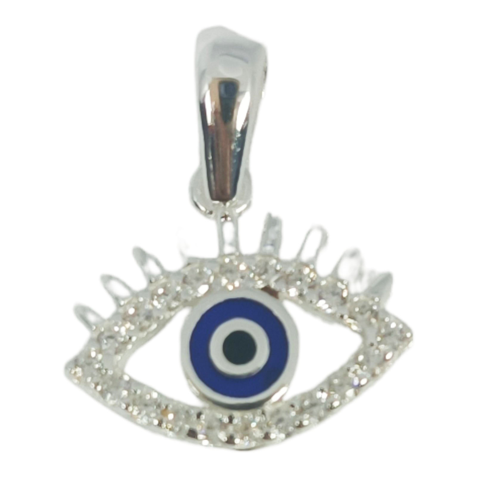 Pendentif Argent \'Oeil de Fatma\' bleu argenté - 15x10 mm - [S0940]