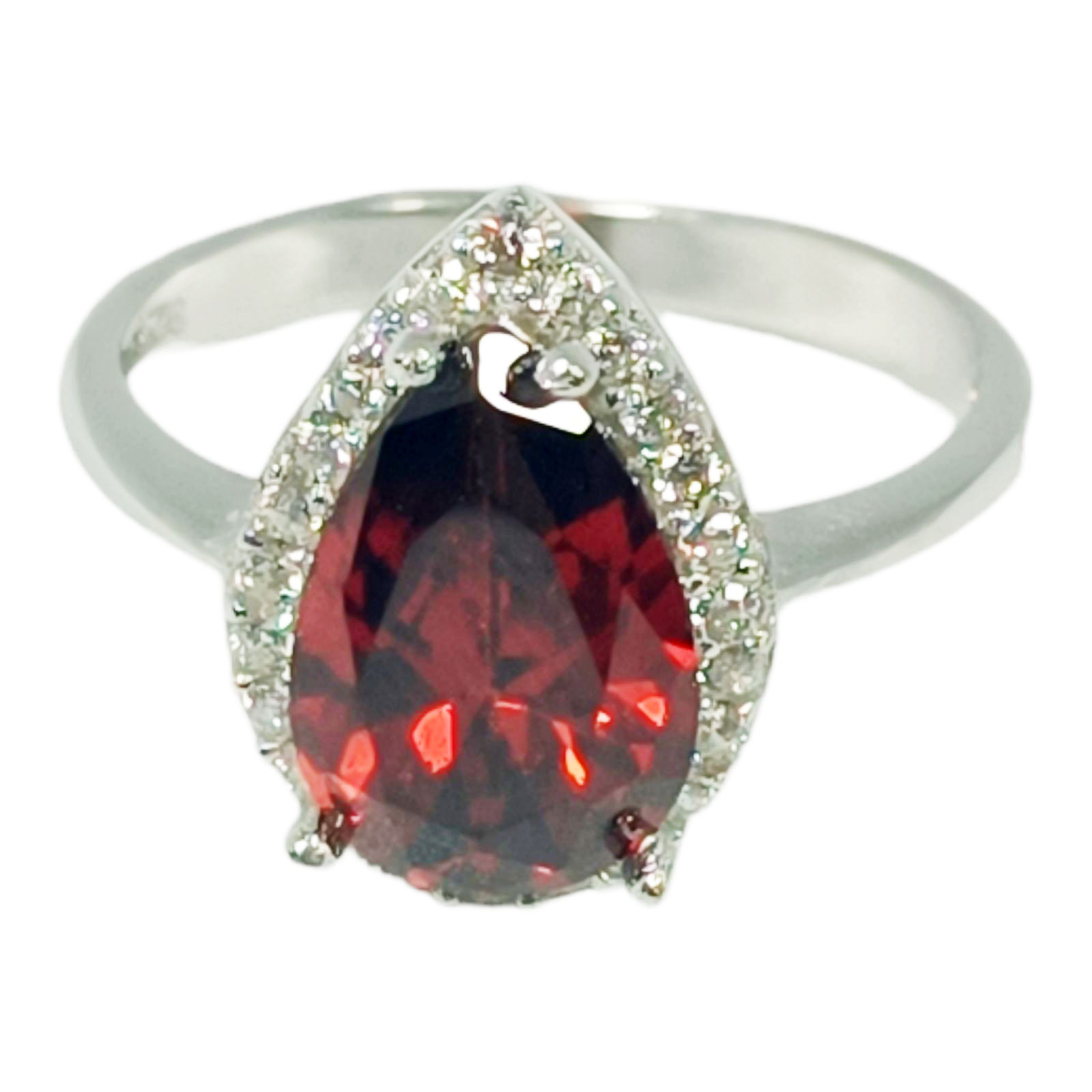 Bague Argent \'Arégonde\' rouge argenté (rhodié) - 15x10 mm - [S0948]
