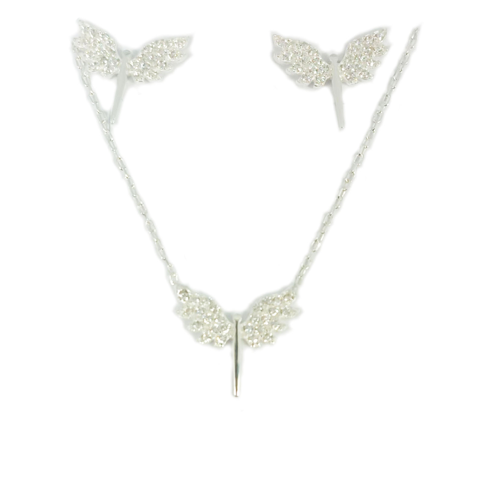 Parure Argent \'Ange Gardien\' blanc argenté - 13x10 mm - [S0950]