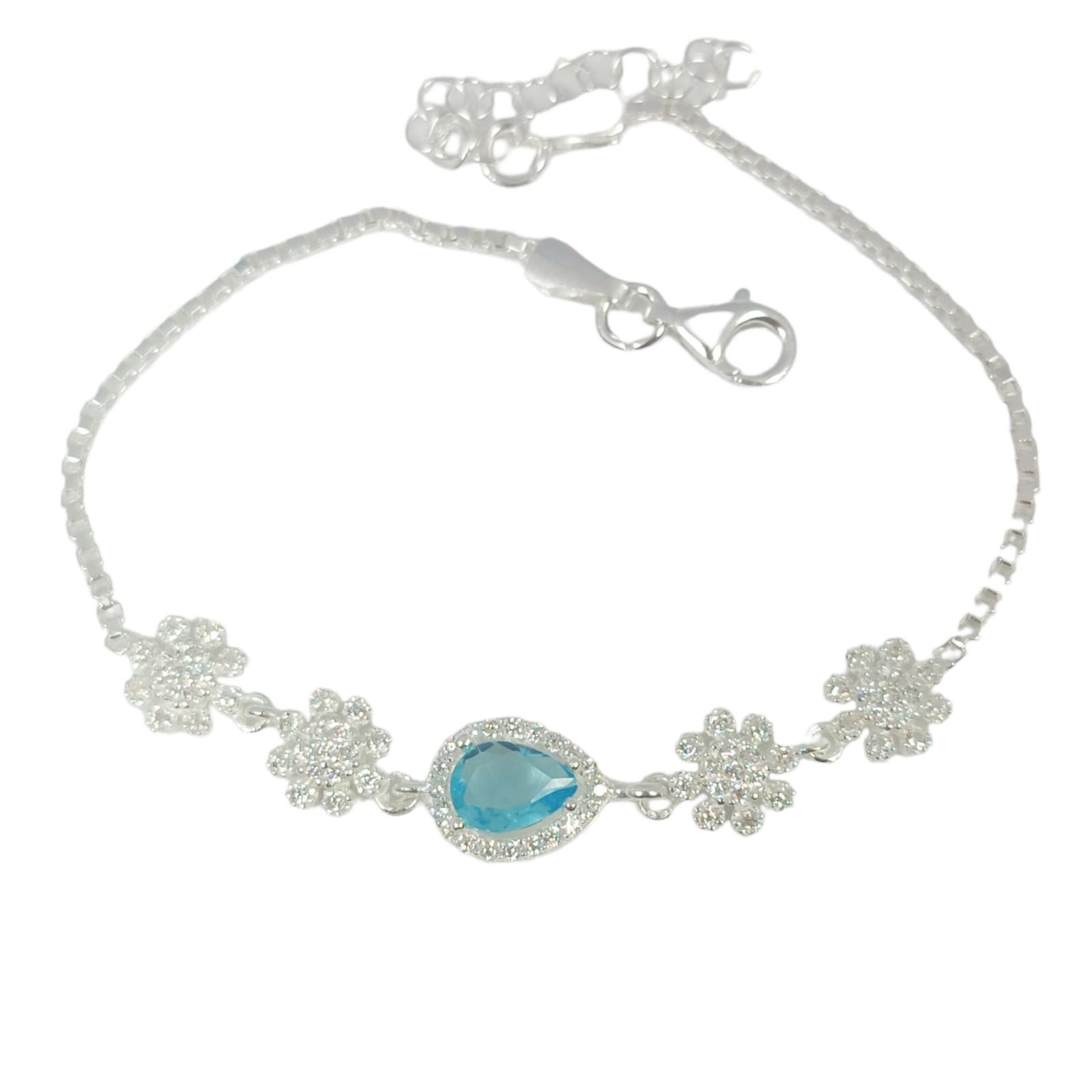 Bracelet Argent \'Arégonde\' turquoise blanc  - 50x8 mm - [S0953]