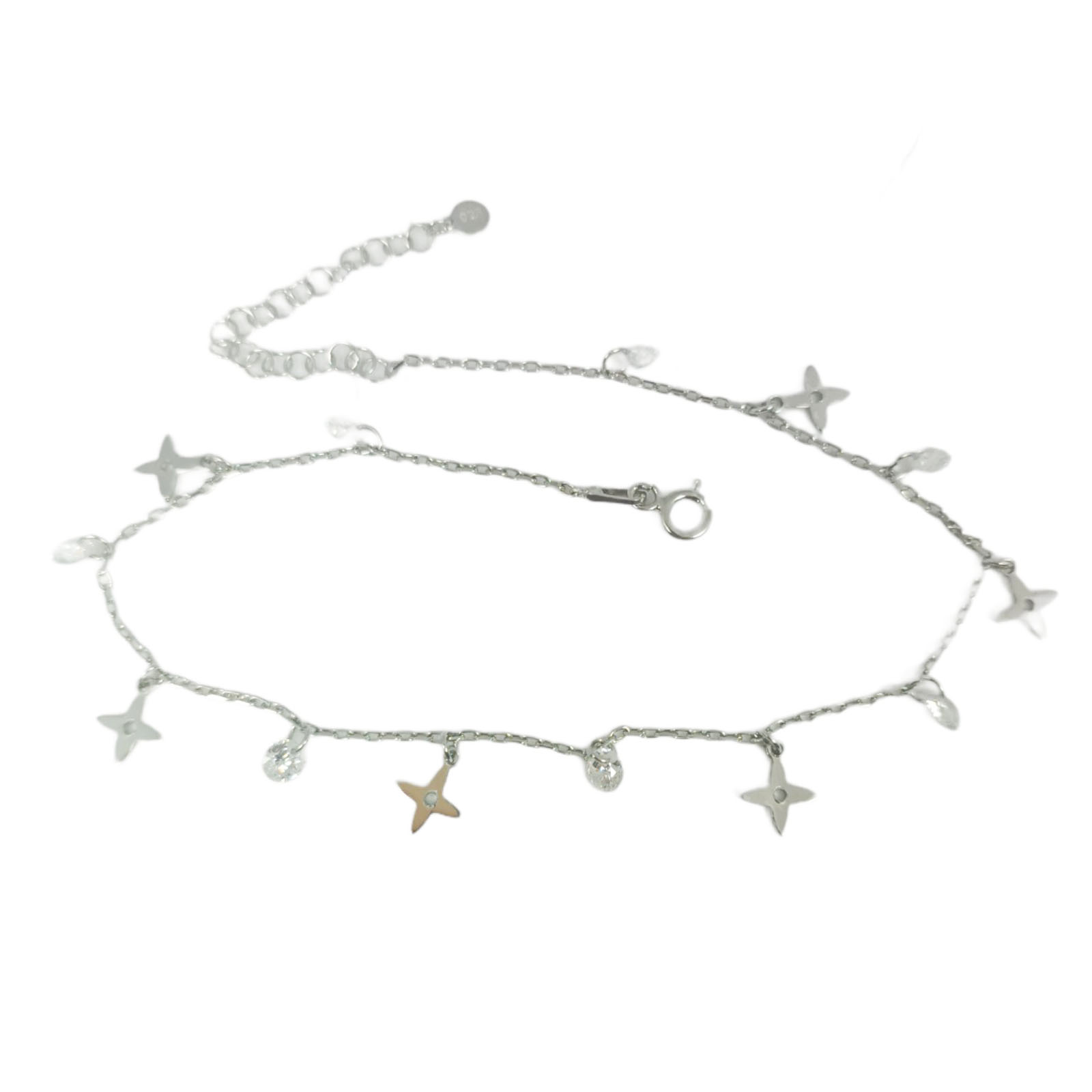 Chaîne Cheville Argent \'Arégonde\' blanc argenté (rhodié) - 6 mm - [S0958]