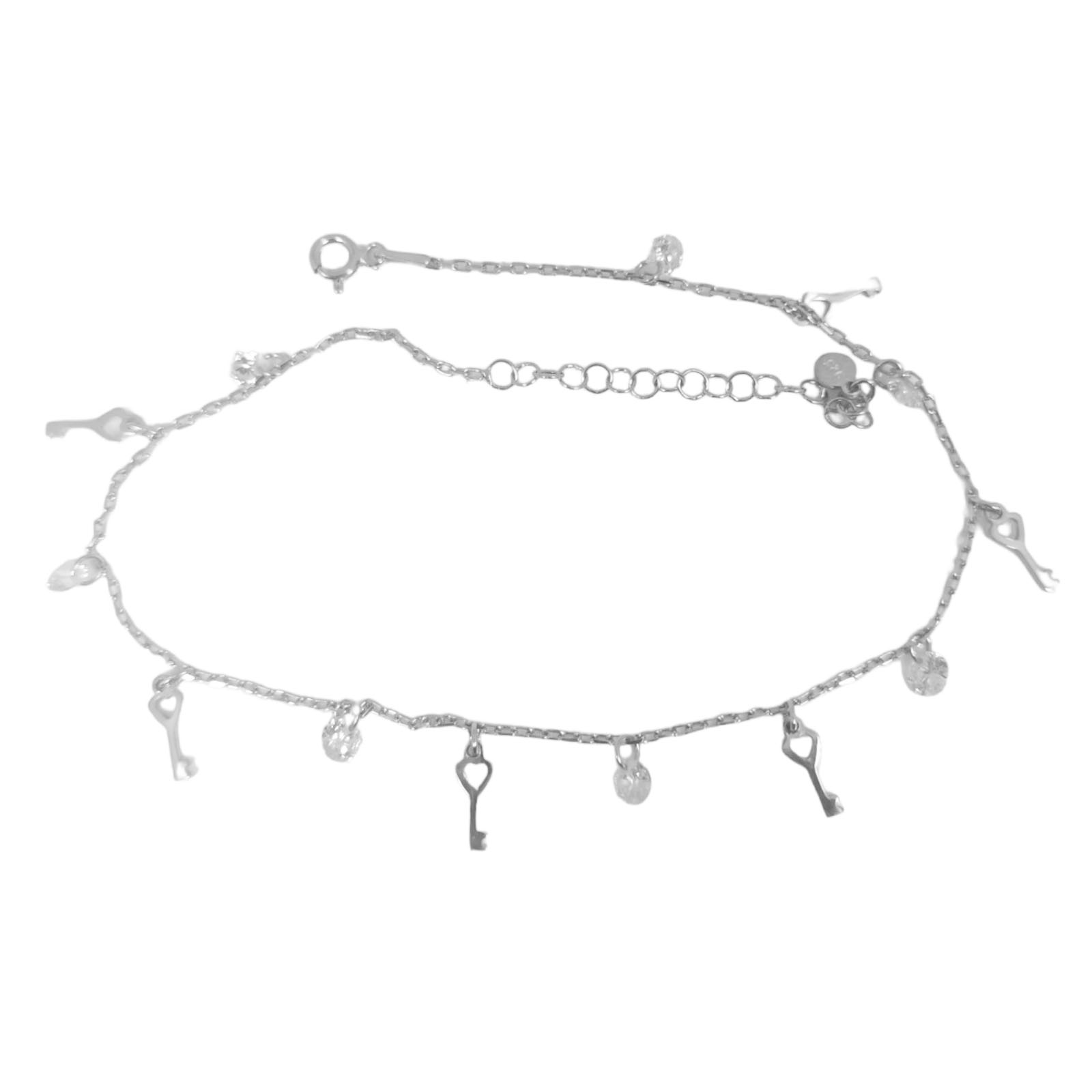 Chaîne Cheville Argent \'Arégonde\' blanc argenté (rhodié) - 8x3 mm (clés) - [S0960]