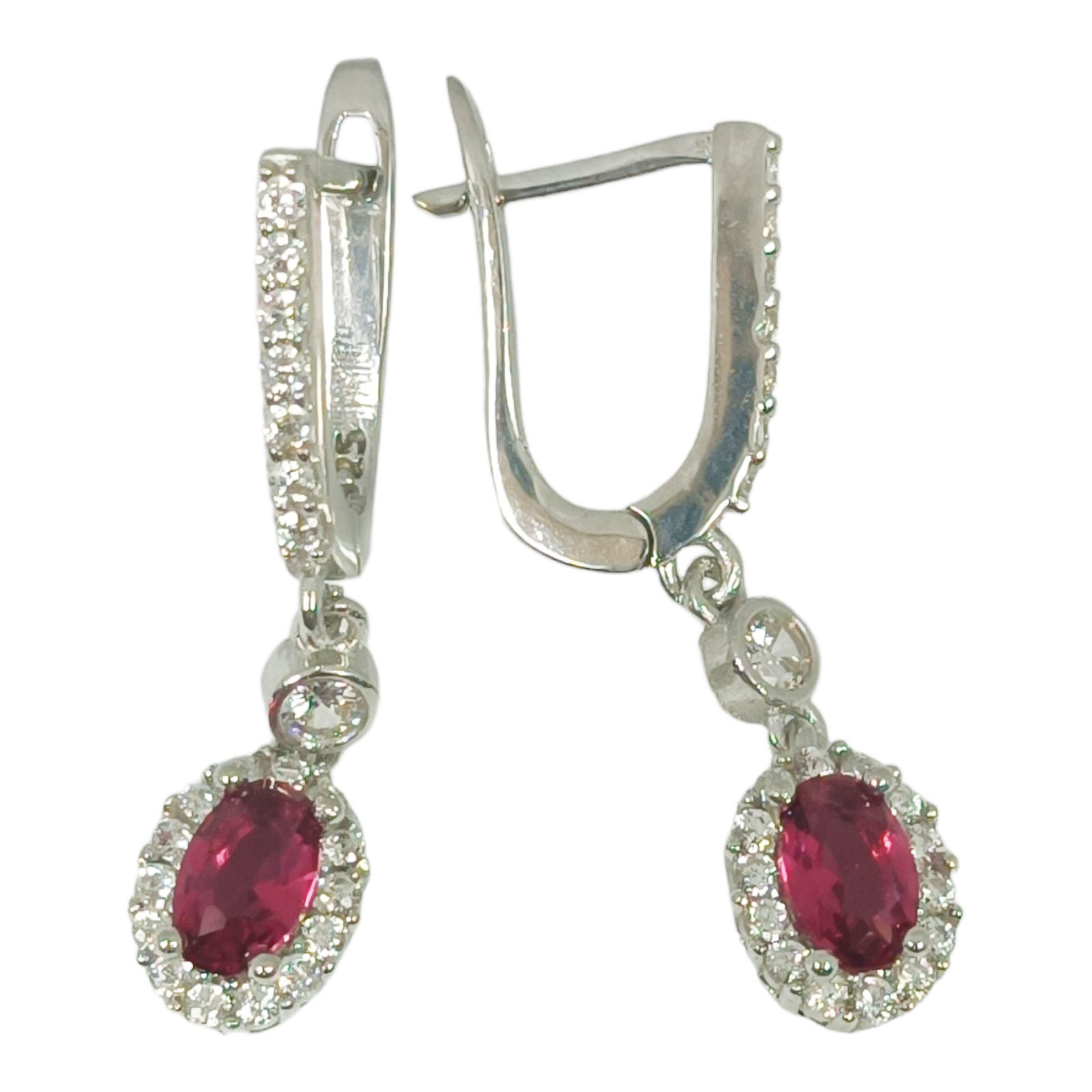 Créoles Argent \'Arégonde\' rose argenté (rhodié) - 12 mm 9x7 mm - [S0967]