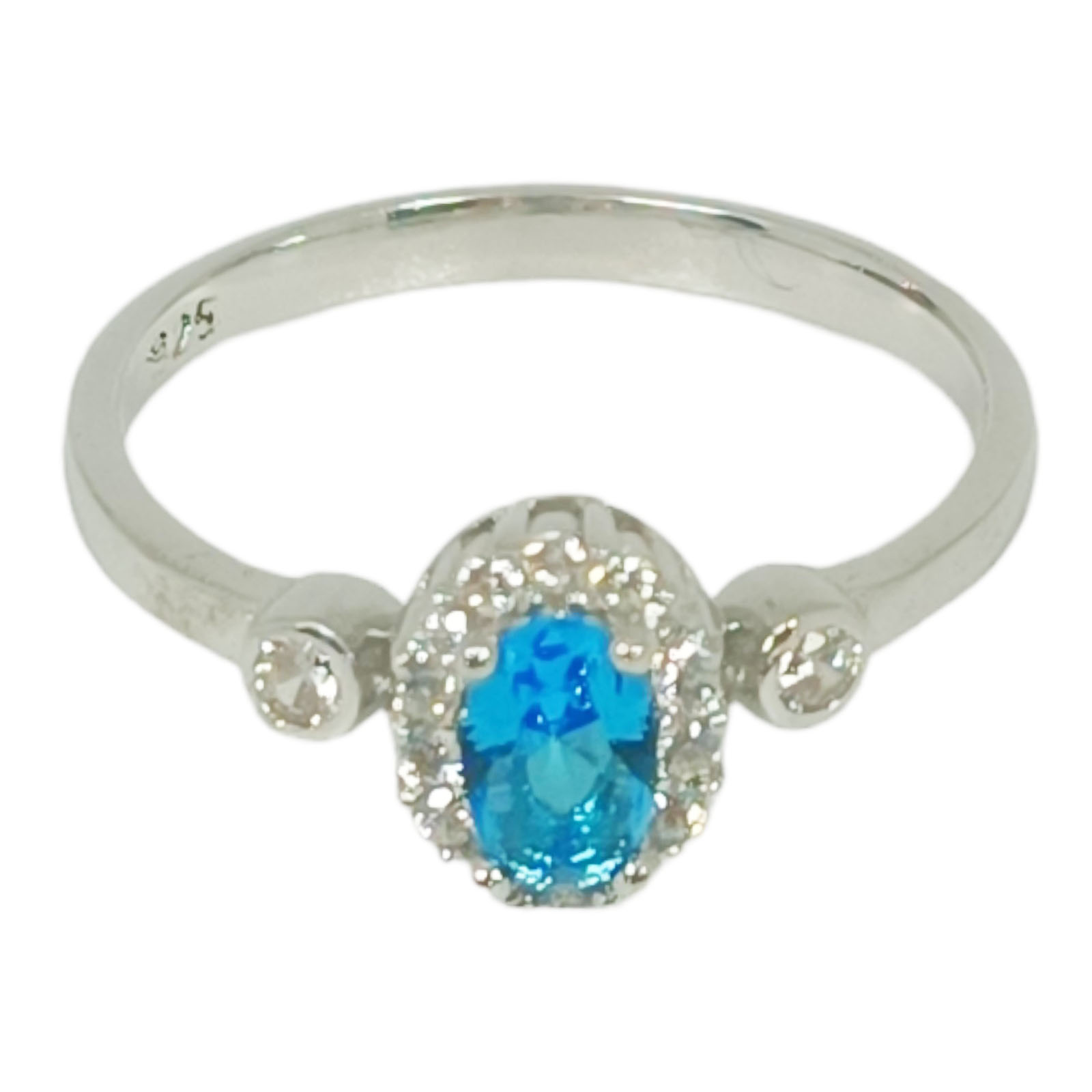 Bague Argent \'Arégonde\' turquoise argenté (rhodié) - 9x7 mm - [S0978]