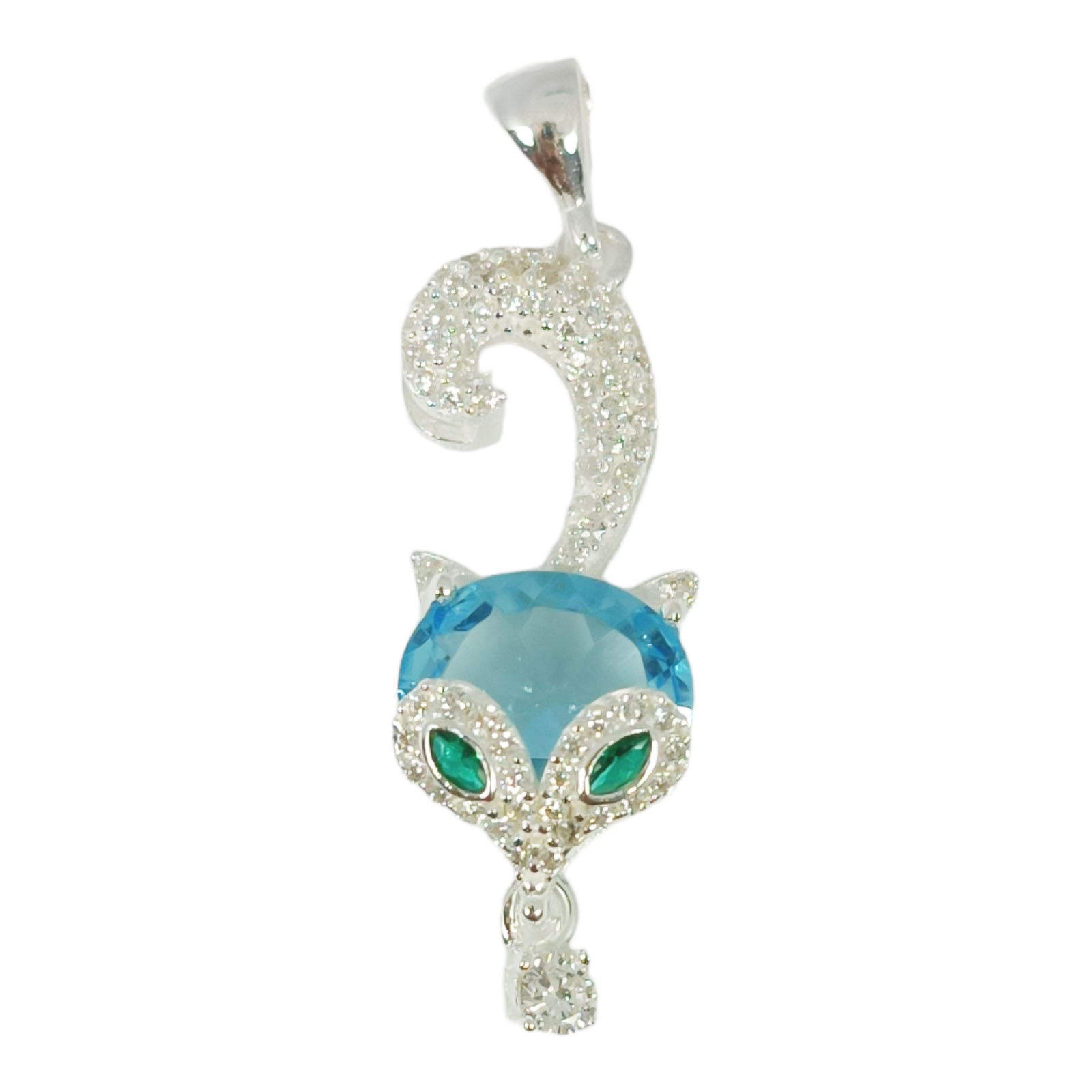 Pendentif Argent \'Renard\' turquoise argenté - 30x11 mm - [S0986]