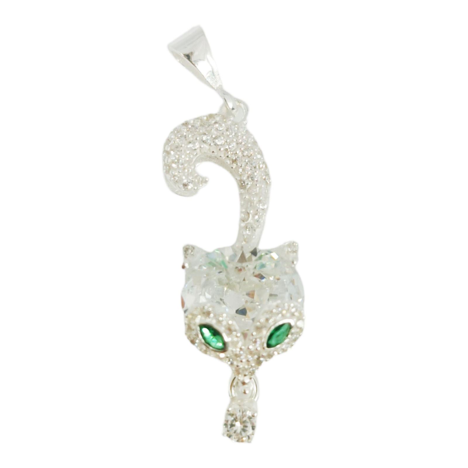 Pendentif Argent \'Renard\' vert blanc argenté - 30x11 mm - [S0987]