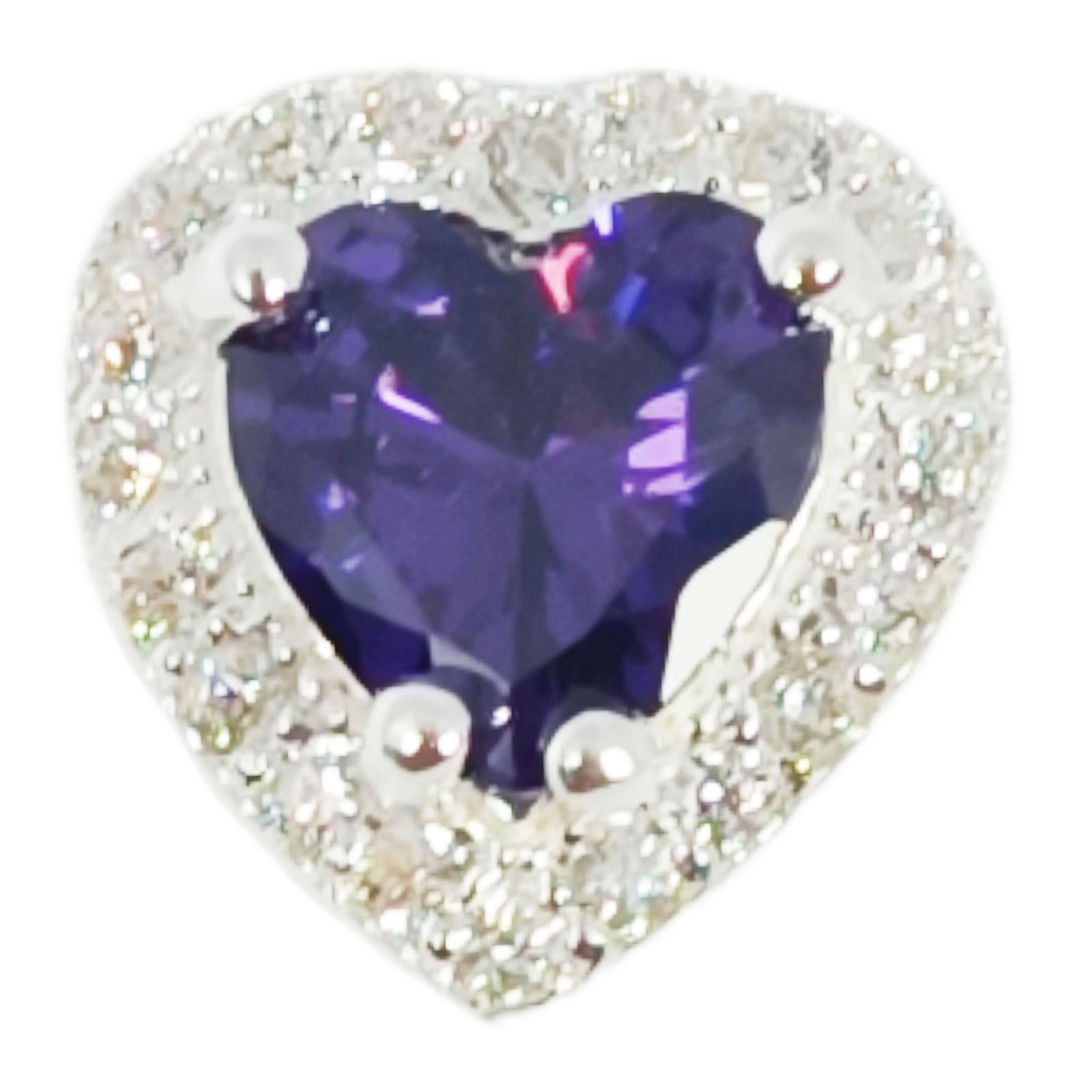 Pendentif Argent \'Love\' violet blanc argenté (rhodié) - 9x9 mm - [S0988]