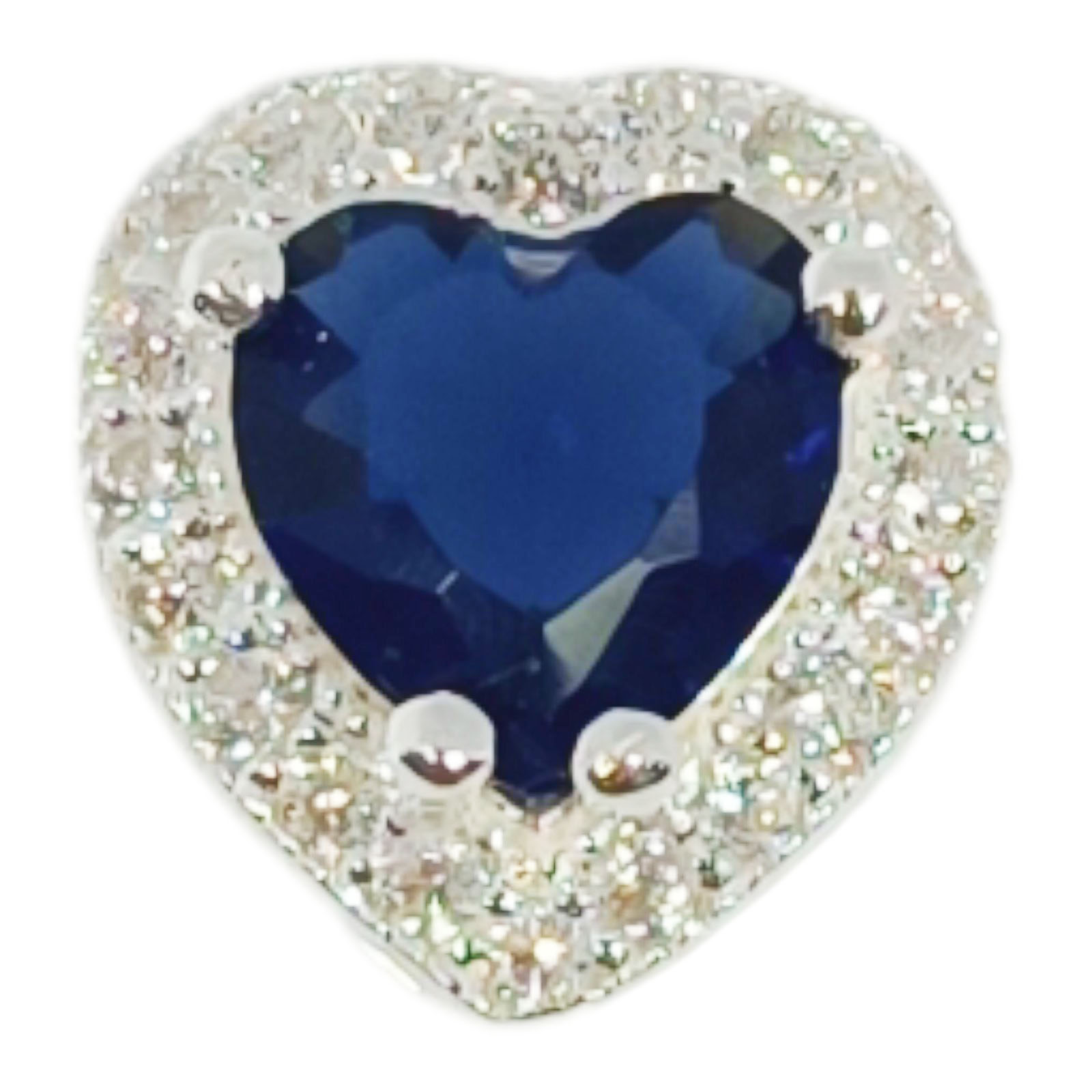 Pendentif Argent \'Love\' saphir blanc argenté (rhodié) - 9x9 mm - [S0989]