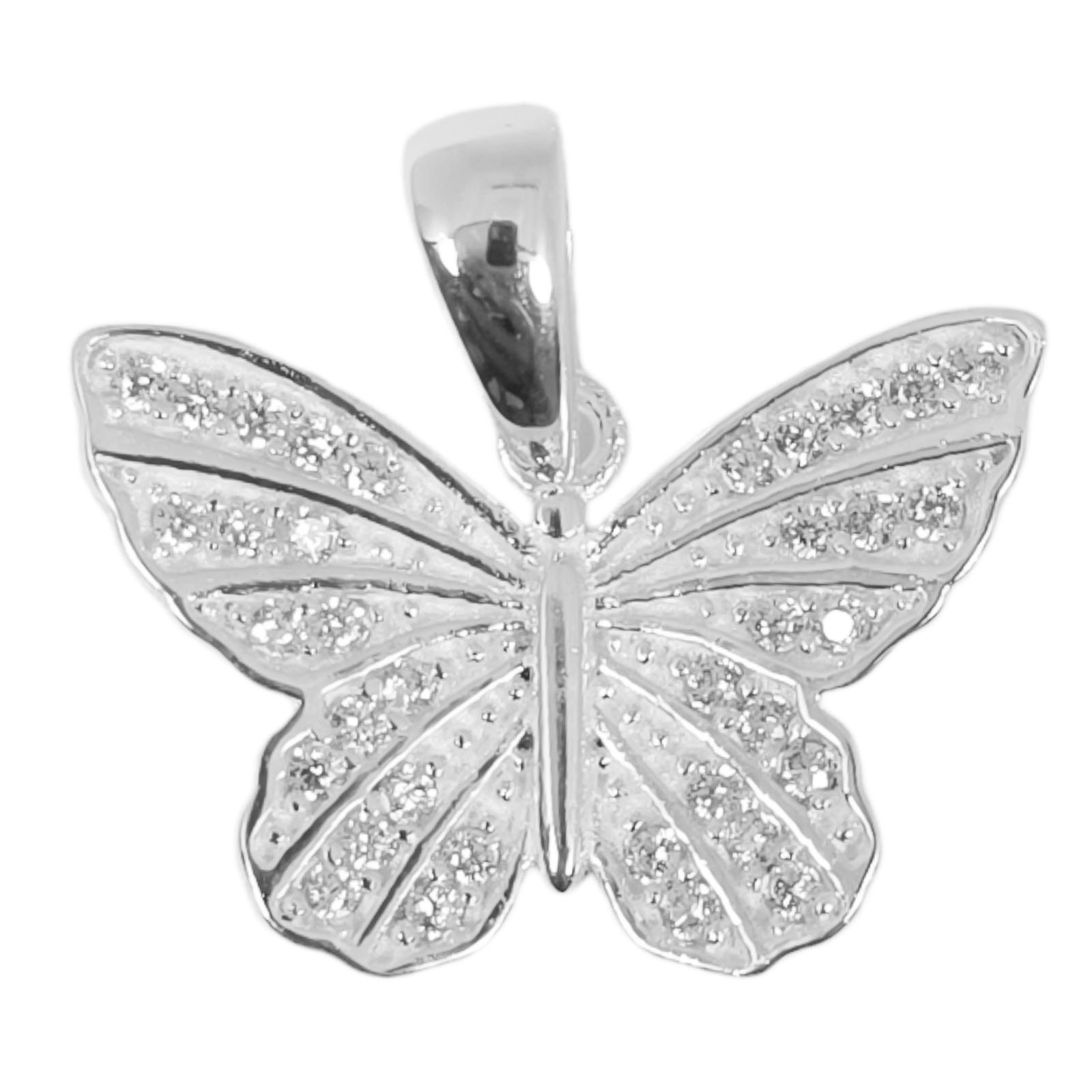 Pendentif Argent \'Papillon\' blanc argenté -  20x13 mm - [S0991]