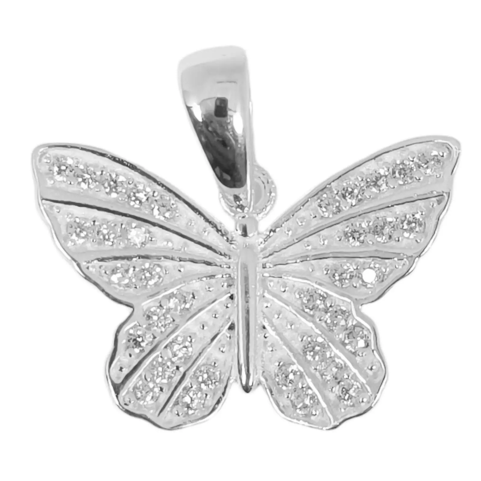 les trésors de lily Pendentif Argent 'Papillon' blanc argenté 20x13 mm [S0991]