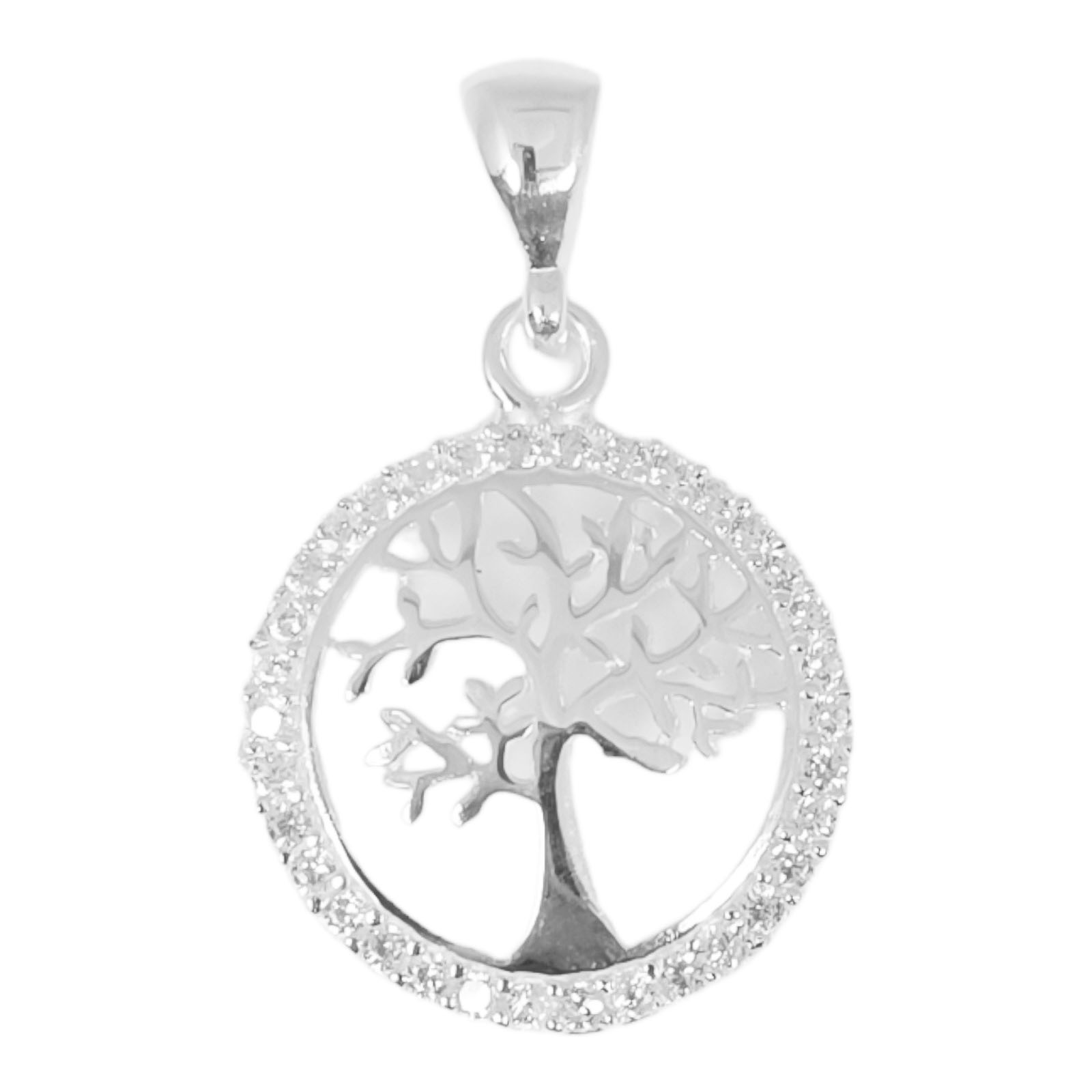 Pendentif Argent \'Arbre de Vie\' blanc argenté - 17 mm - [S0995]