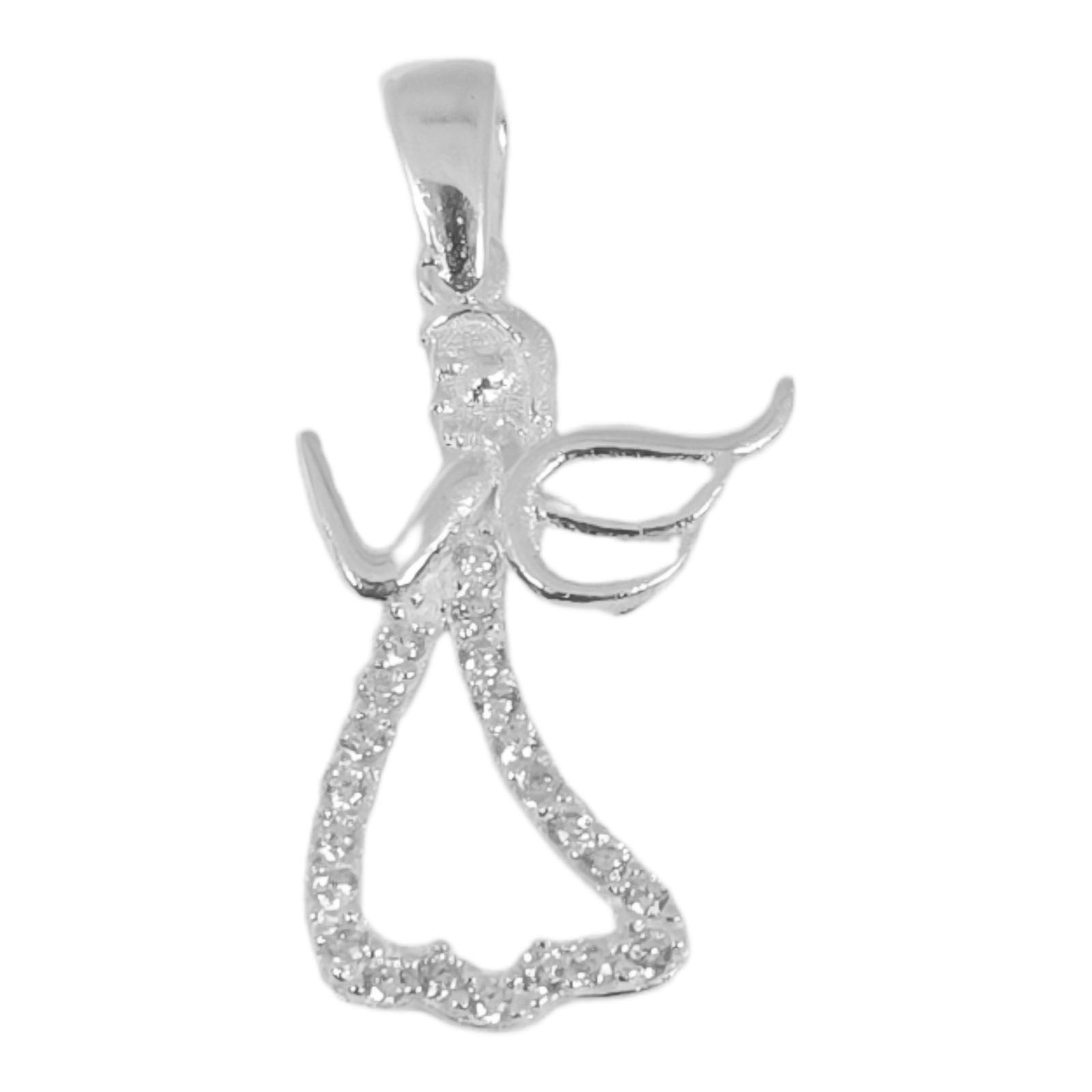 Pendentif Argent \'Ange Gardien\' blanc argenté (rhodié) - 18x12 mm - [S1009]