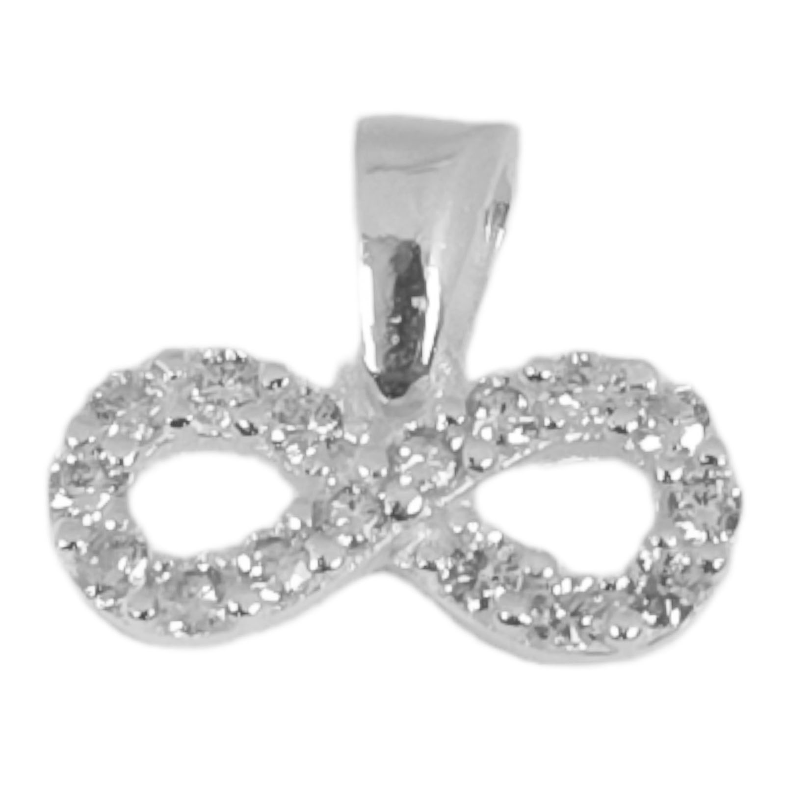 Pendentif Argent \'Infini\' blanc argenté - 13x6 mm - [S1010]