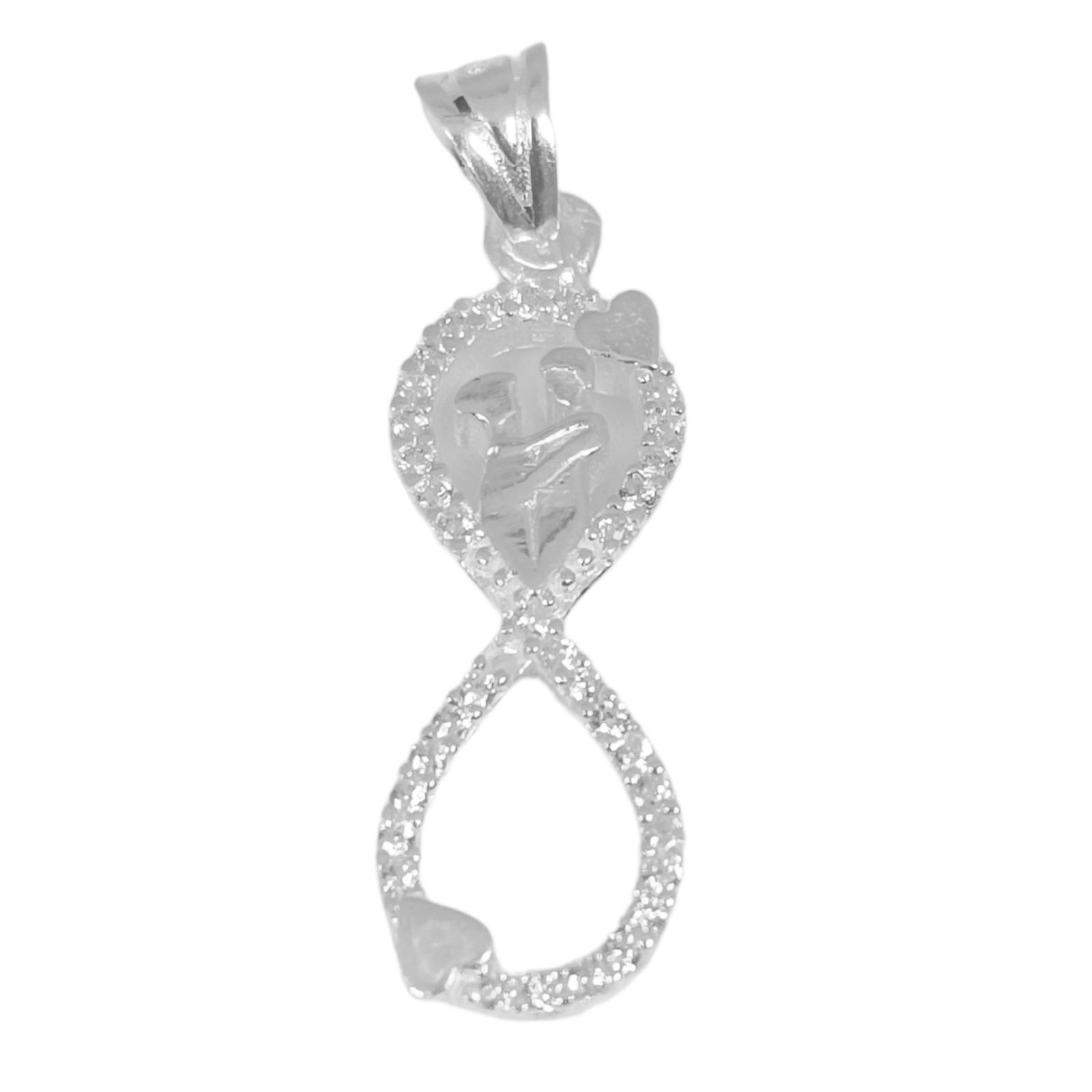 Pendentif Argent \'Infini\' blanc argenté - 23x9 mm (couple) - [S1011]