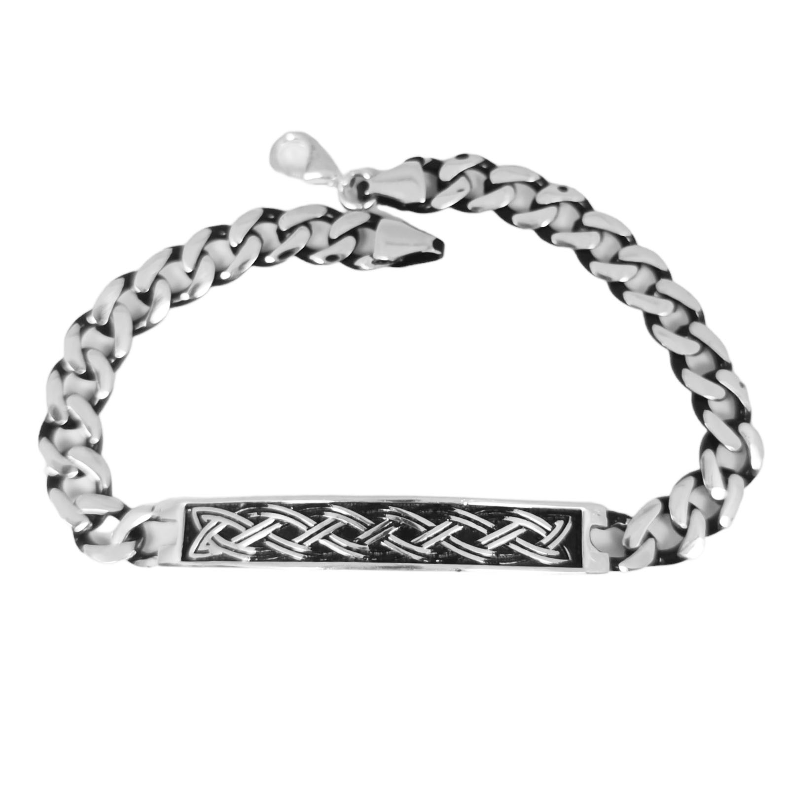 Bracelet argent \'Thorgal\' argenté vieilli - 21 cm 47x7 mm - [S0844]