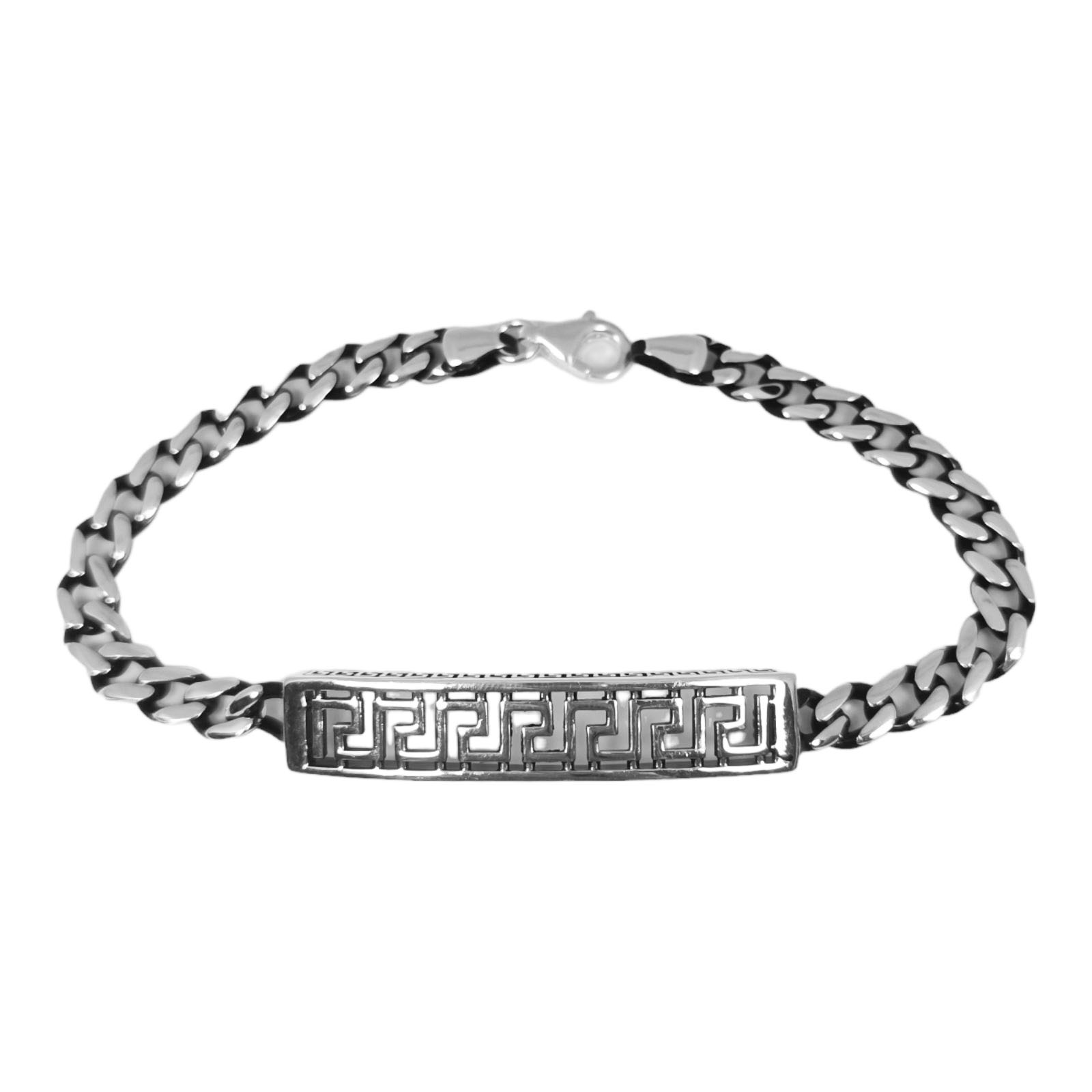 Bracelet argent \'Thorgal\' argenté vieilli - 20 cm 42X9 mm (rhodes) - [S0841]