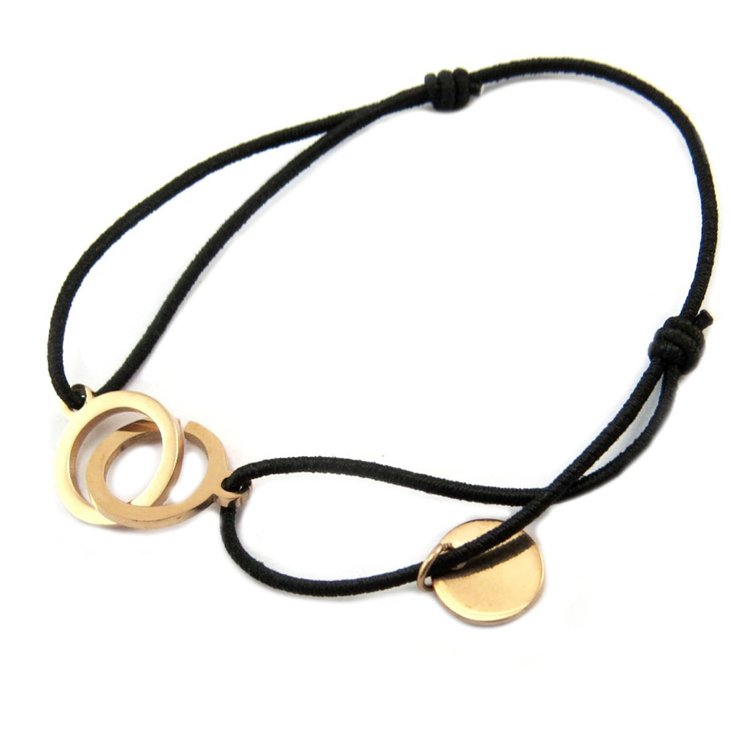 Bracelet ethnique acier \'Chorégraphie\' doré rosé noir - 17x10 mm - [P5063]
