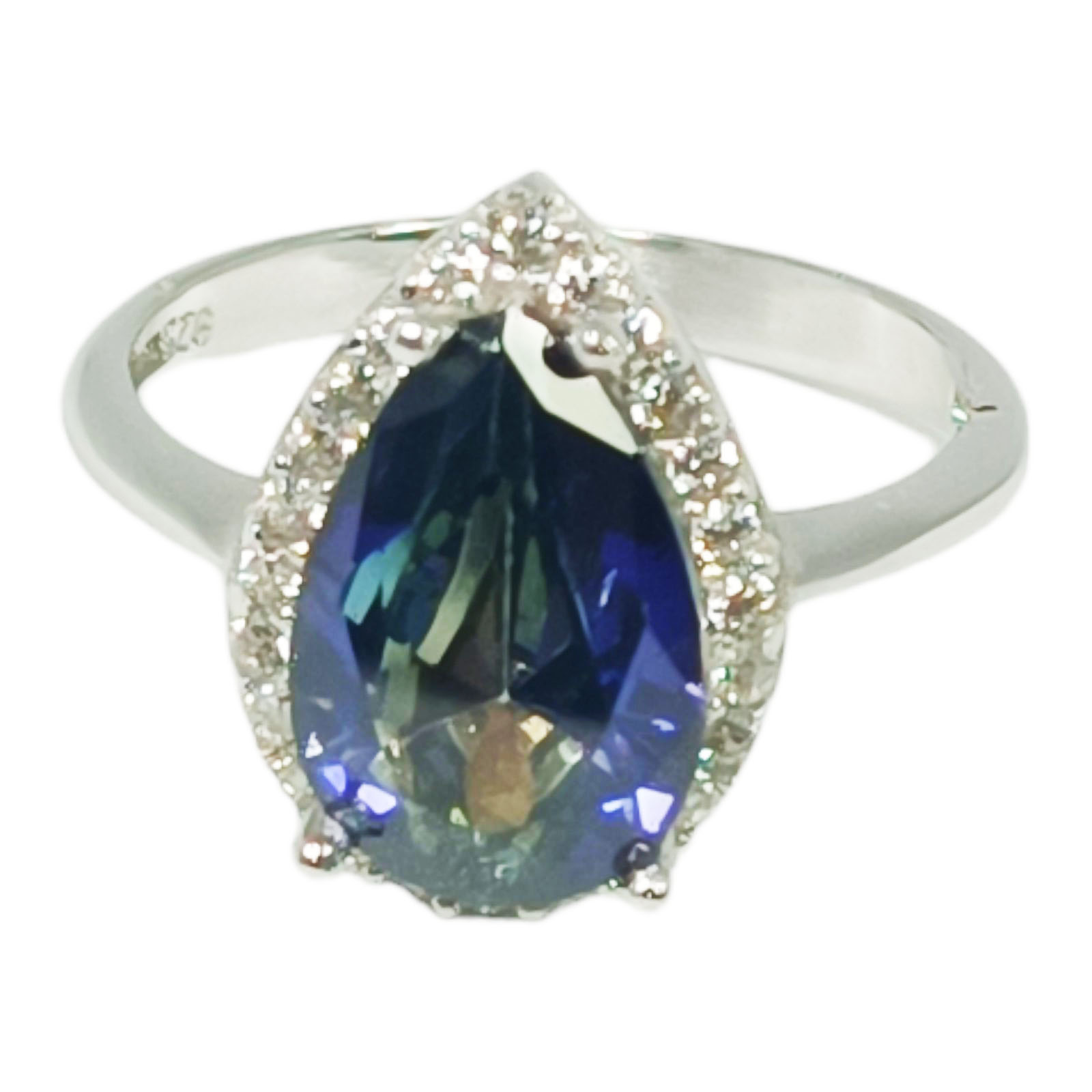 Bague Argent \'Arégonde\' bleu argenté (rhodié) - 15x10 mm - [S0945]