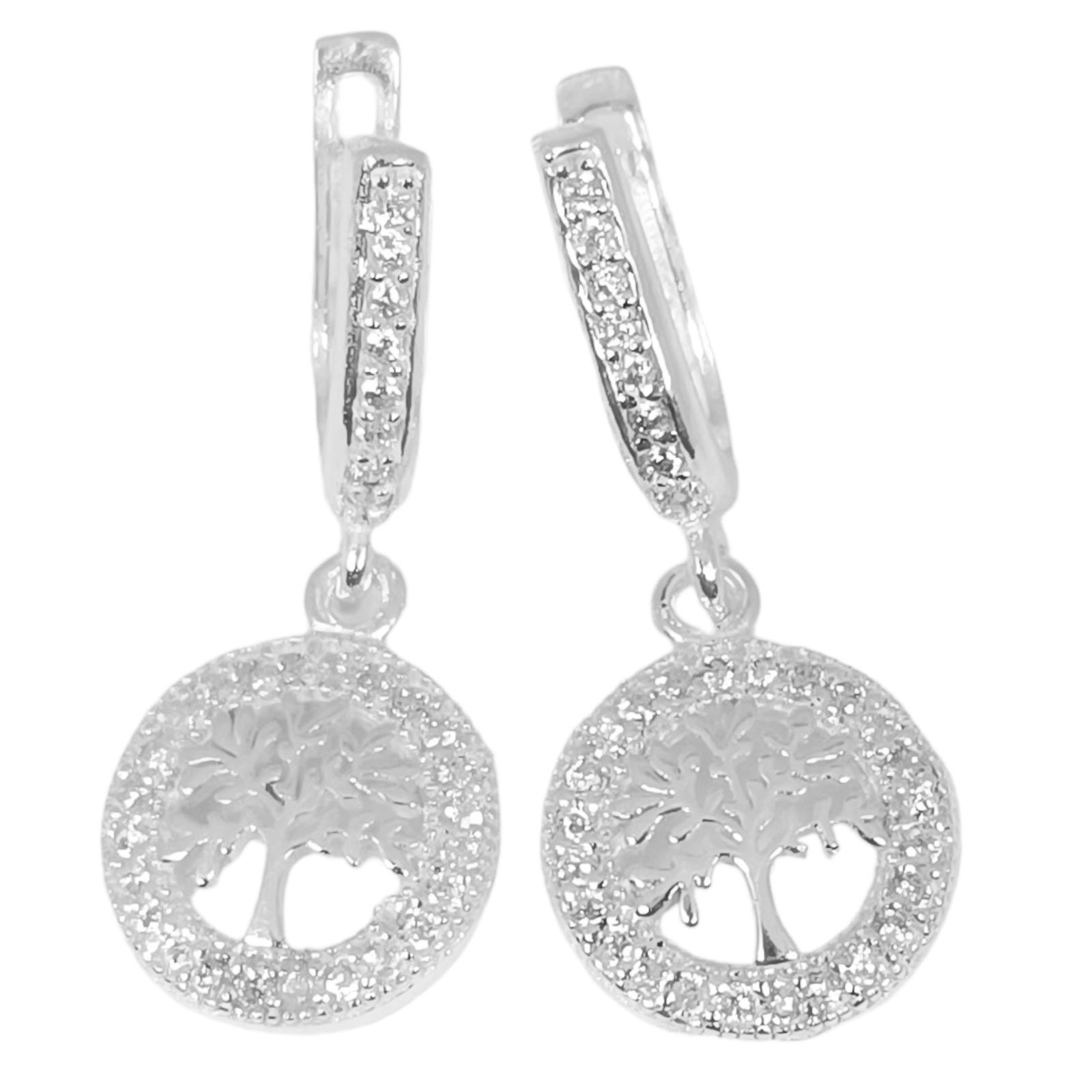 Créoles argent \'Arbre de Vie\' blanc argenté - 11 mm - [S1013]