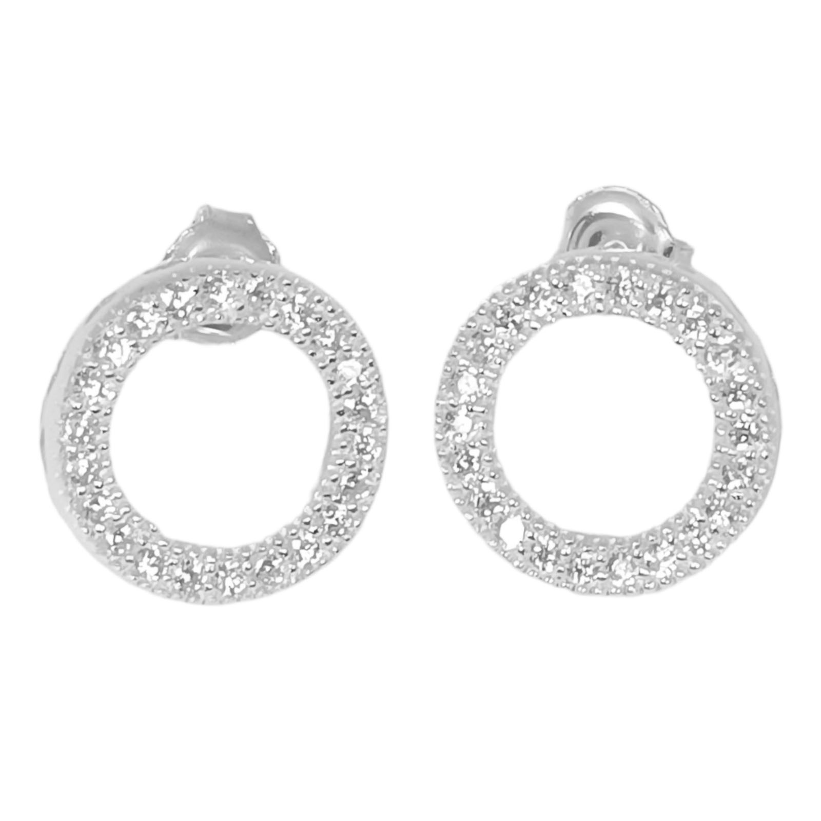 Boucles d\'oreilles argent \'Love\' blanc argenté - 13 mm (cercles) - [S1017]