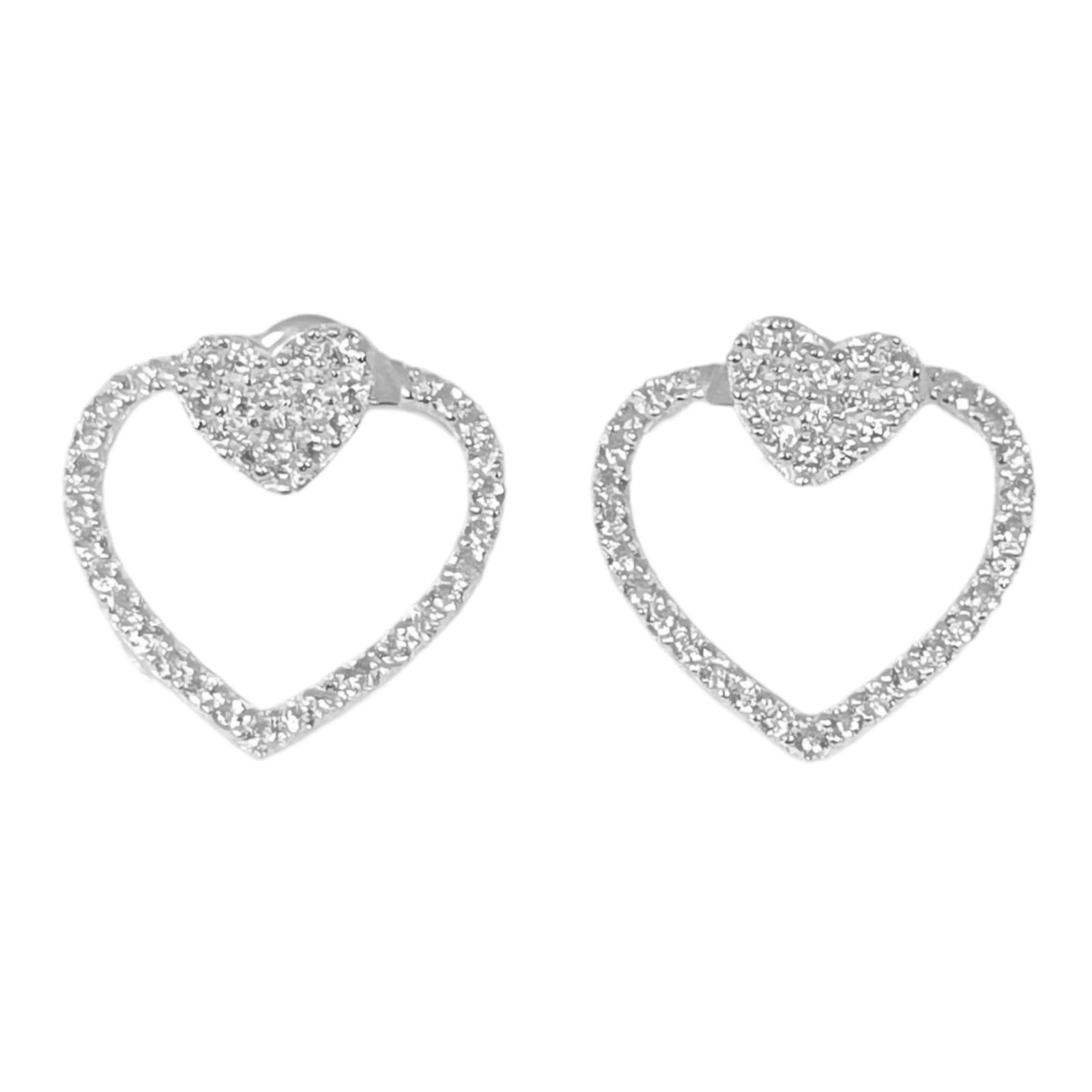 Boucles d\'oreilles argent \'Love\' blanc argenté - 18x18 mm (cœur) - [S1018]