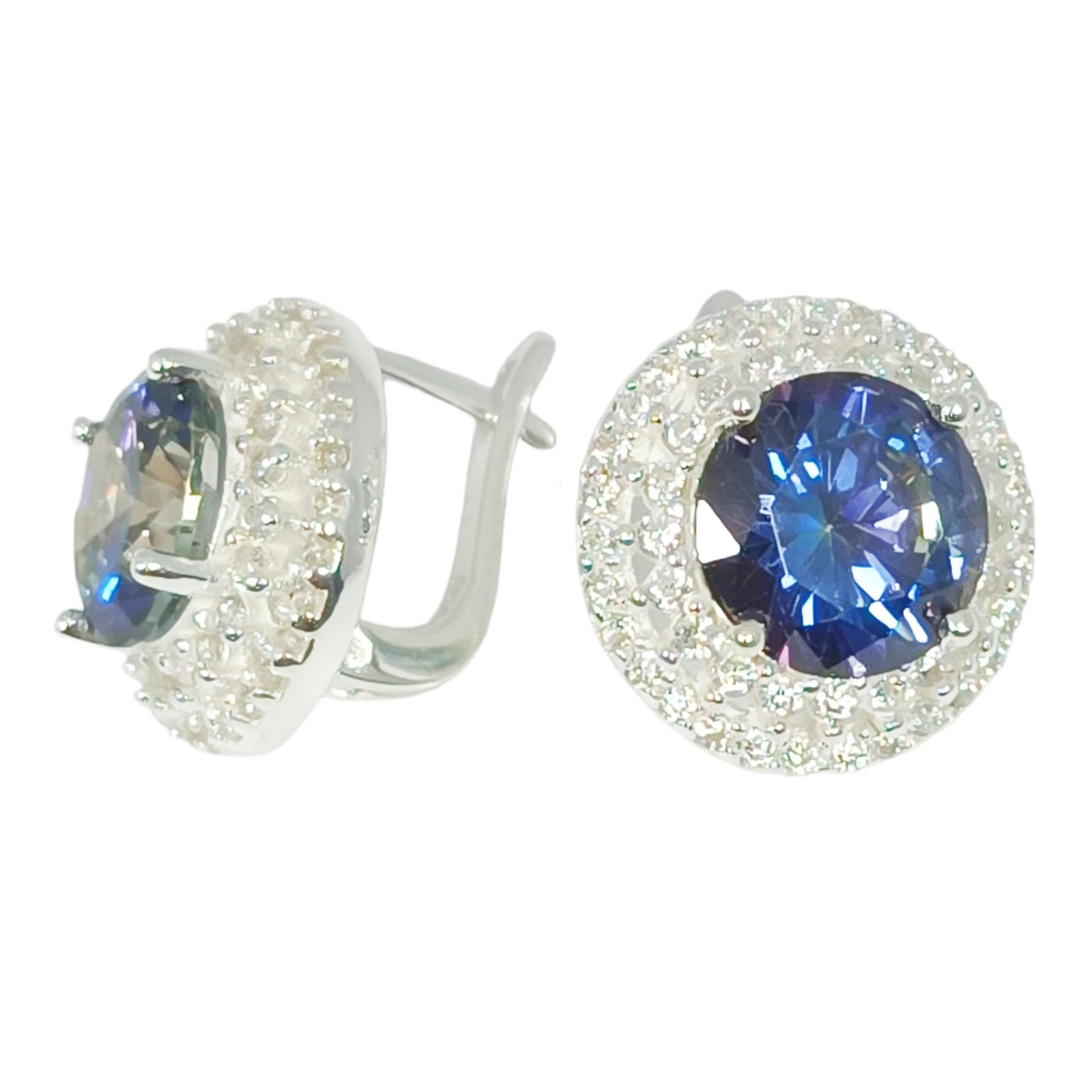 Boucles dormeuses argent \'Arégonde\' bleu argenté - 15 mm  - [S1019]
