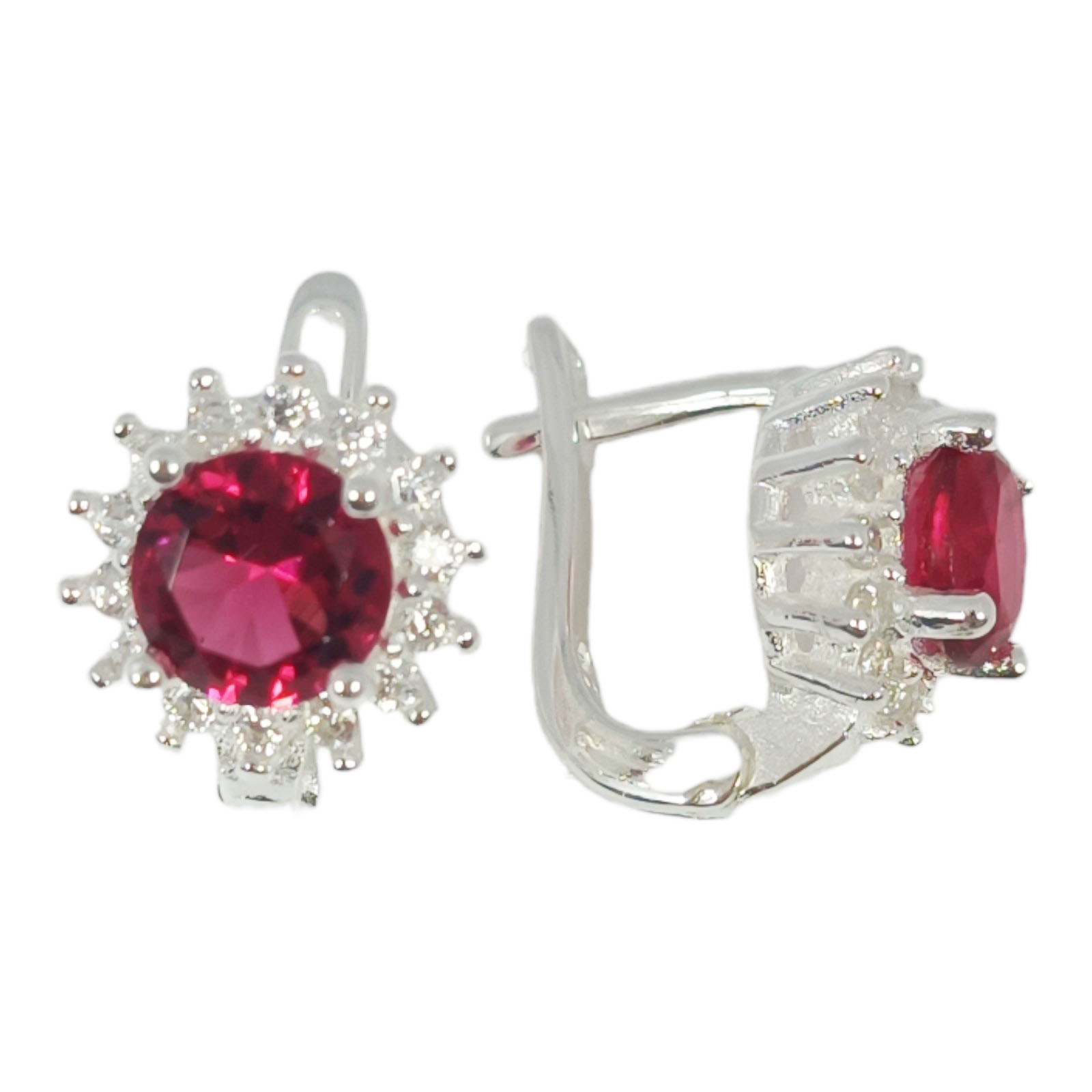 Boucles dormeuses argent \'Arégonde\' rubis argenté - 10 mm  - [S1022]