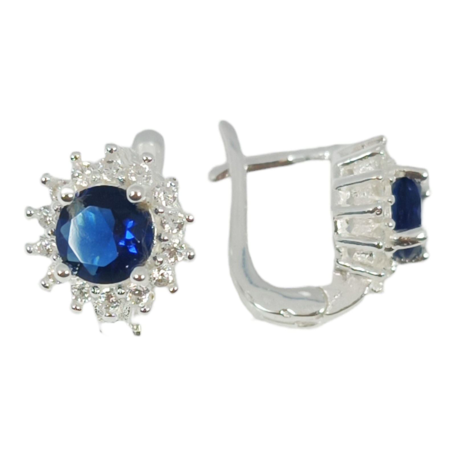 Boucles dormeuses argent \'Arégonde\' saphir argenté - 10 mm  - [S1024]