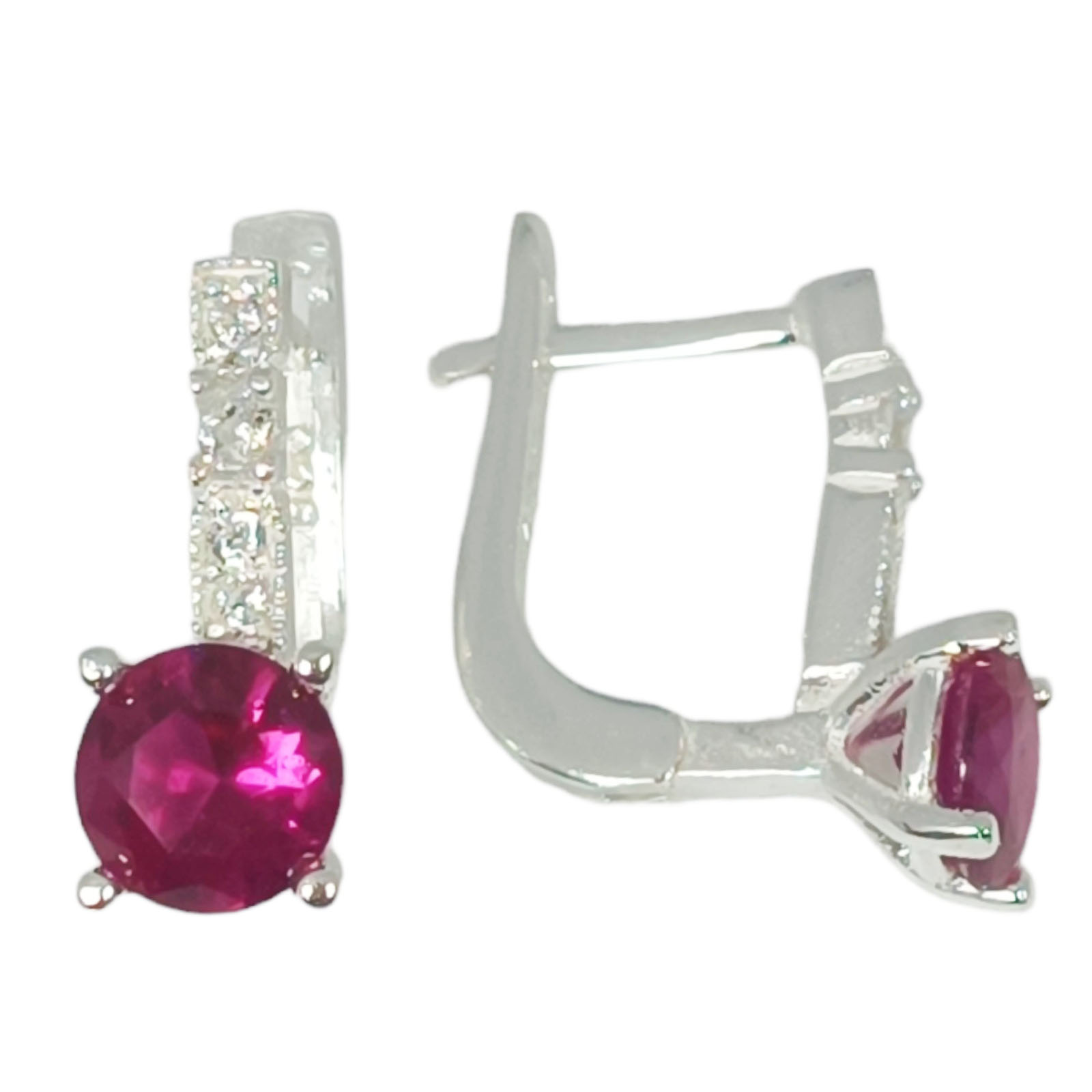 Boucles dormeuses argent \'Arégonde\' rubis argenté - 5 mm  - [S1027]