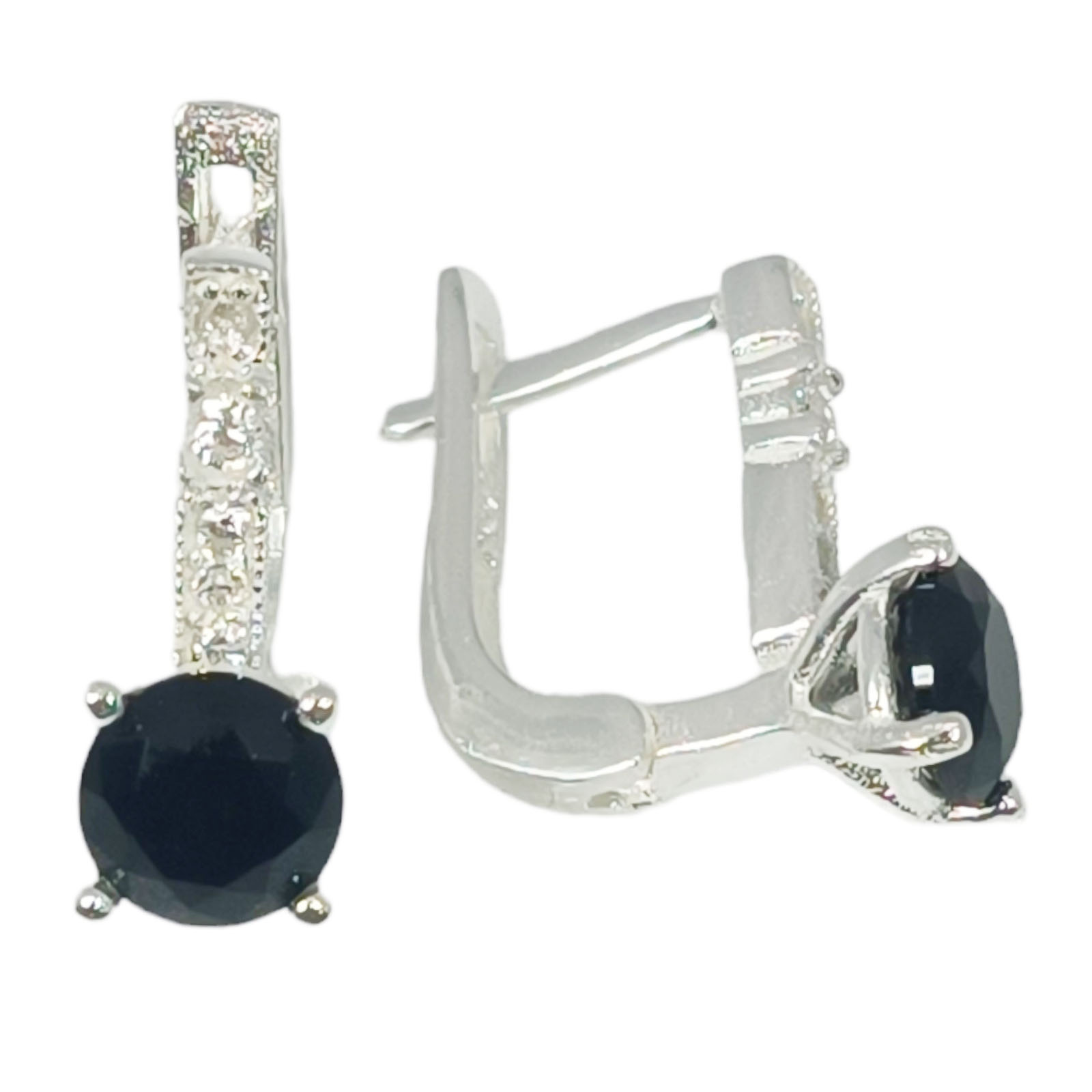 Boucles dormeuses argent \'Arégonde\' noir argenté - 5 mm  - [S1028]