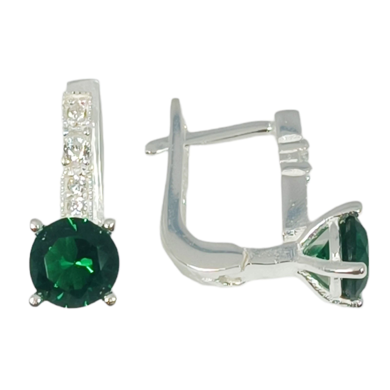 Boucles dormeuses argent \'Arégonde\' vert argenté - 5 mm  - [S1029]