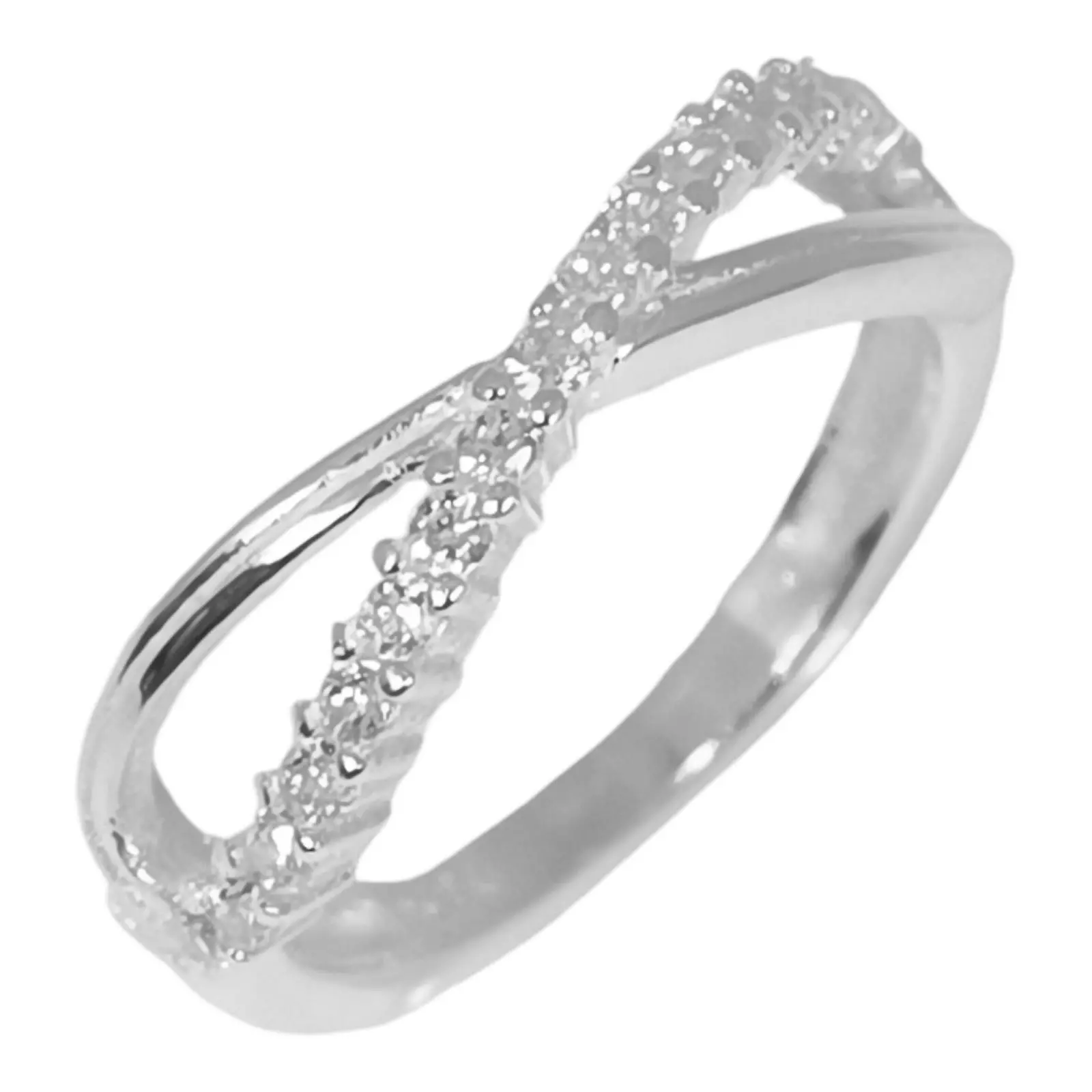 les trésors de lily Bague Argent 'Arégonde' blanc argenté 5 mm (infini) [S1030]