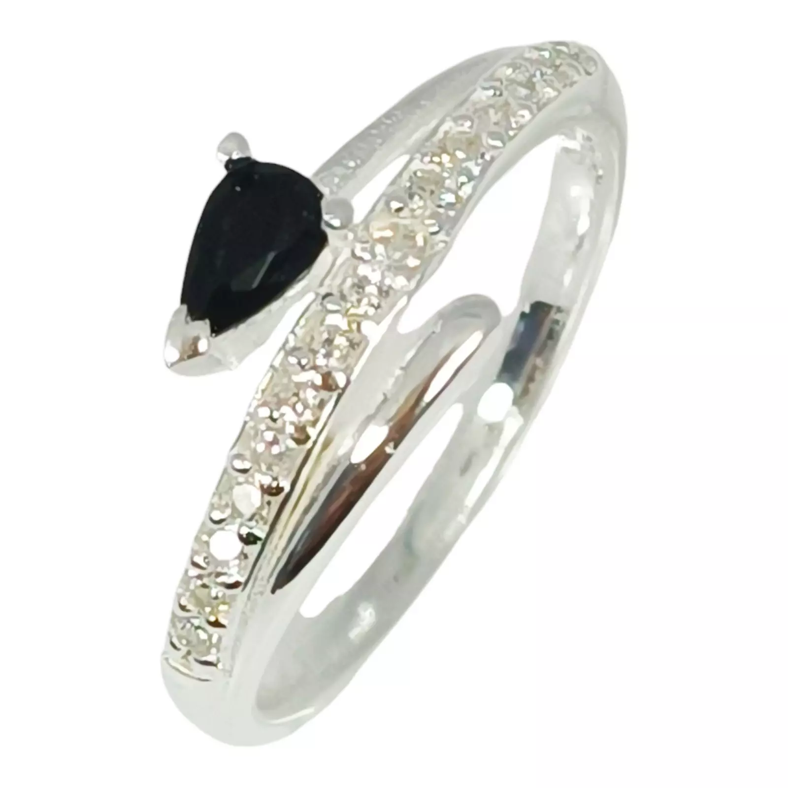 les trésors de lily Bague Argent 'Arégonde' noir argenté 8 mm [S1034]