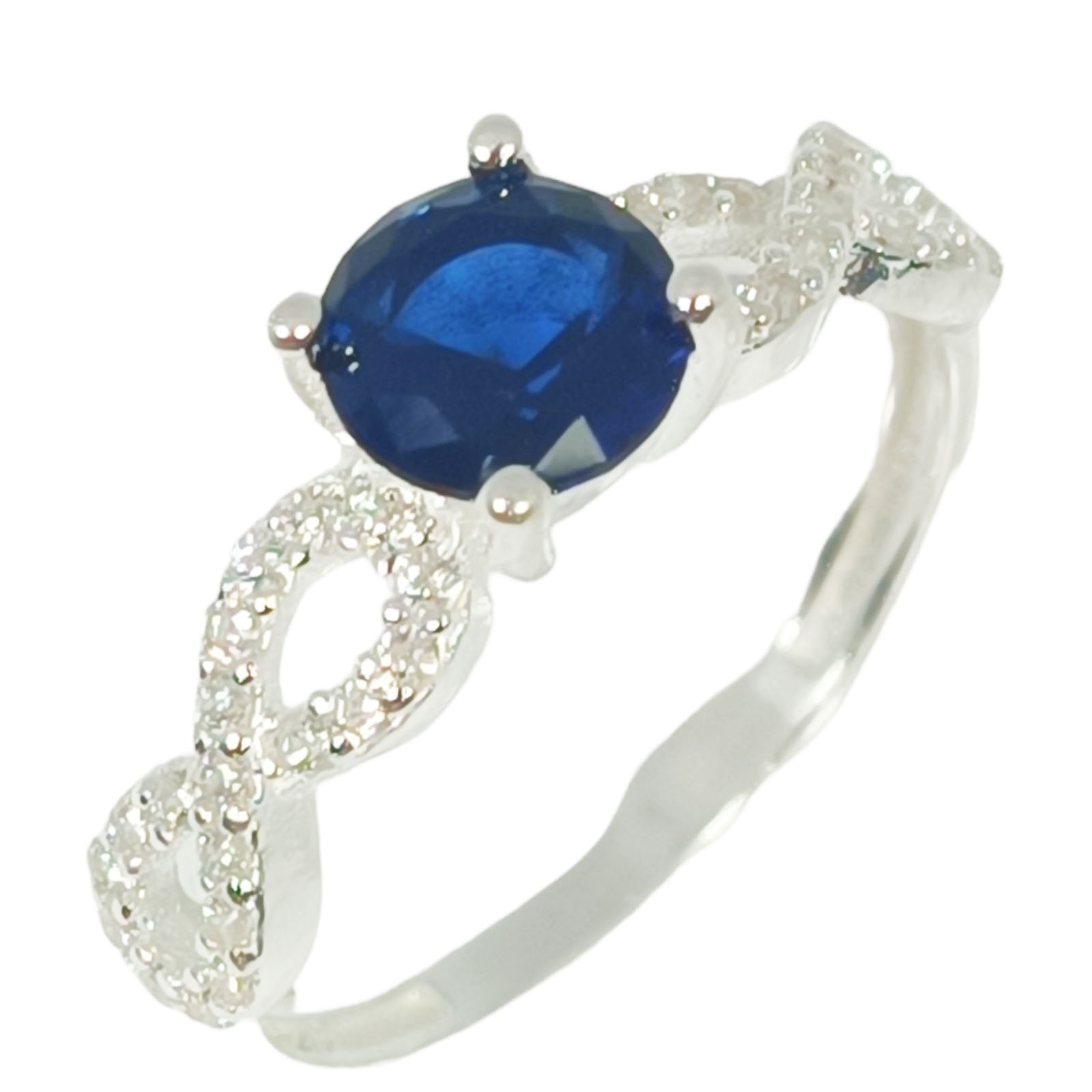 Bague Argent \'Arégonde\' bleu saphir argenté - 6 mm - [S1036]