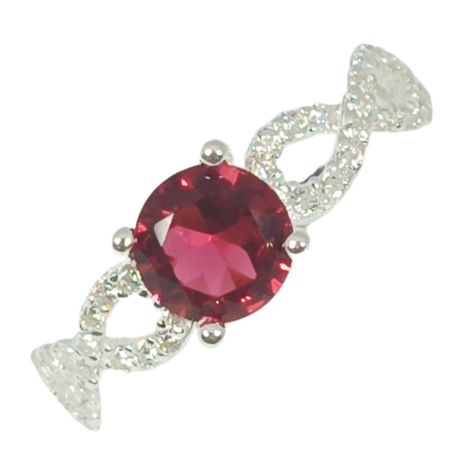 Bague Argent \'Arégonde\' rose rubis argenté - 6 mm - [S1038]