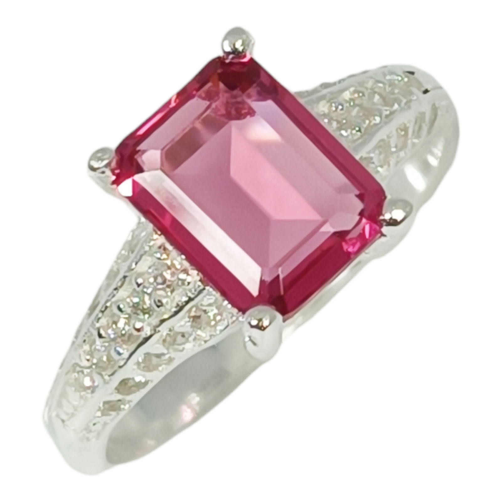 Bague Argent \'Arégonde\' rose blanc argenté - 10x7 mm - [S1050]