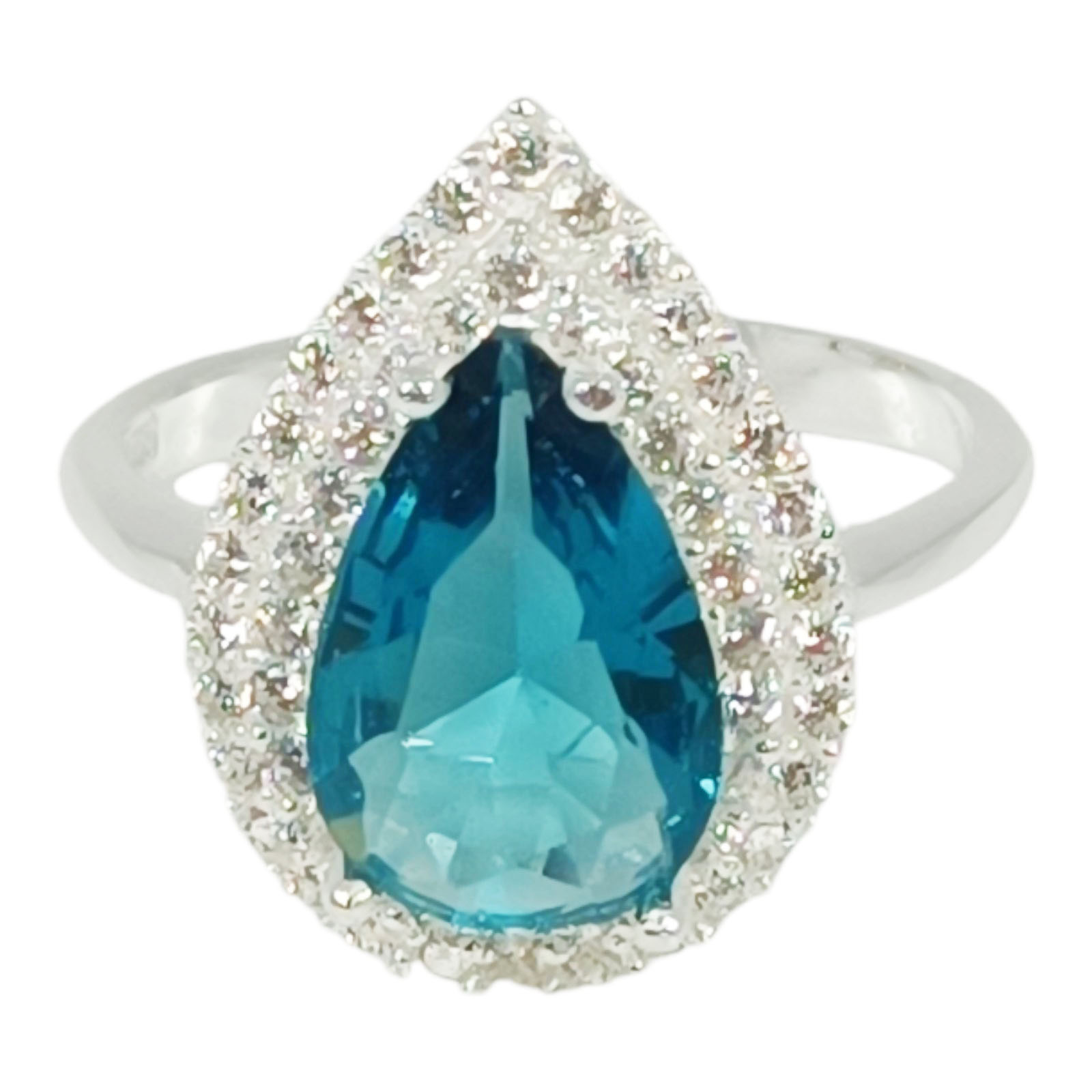 Bague Argent \'Arégonde\' bleu saphir argenté - 18x13 mm - [S1054]