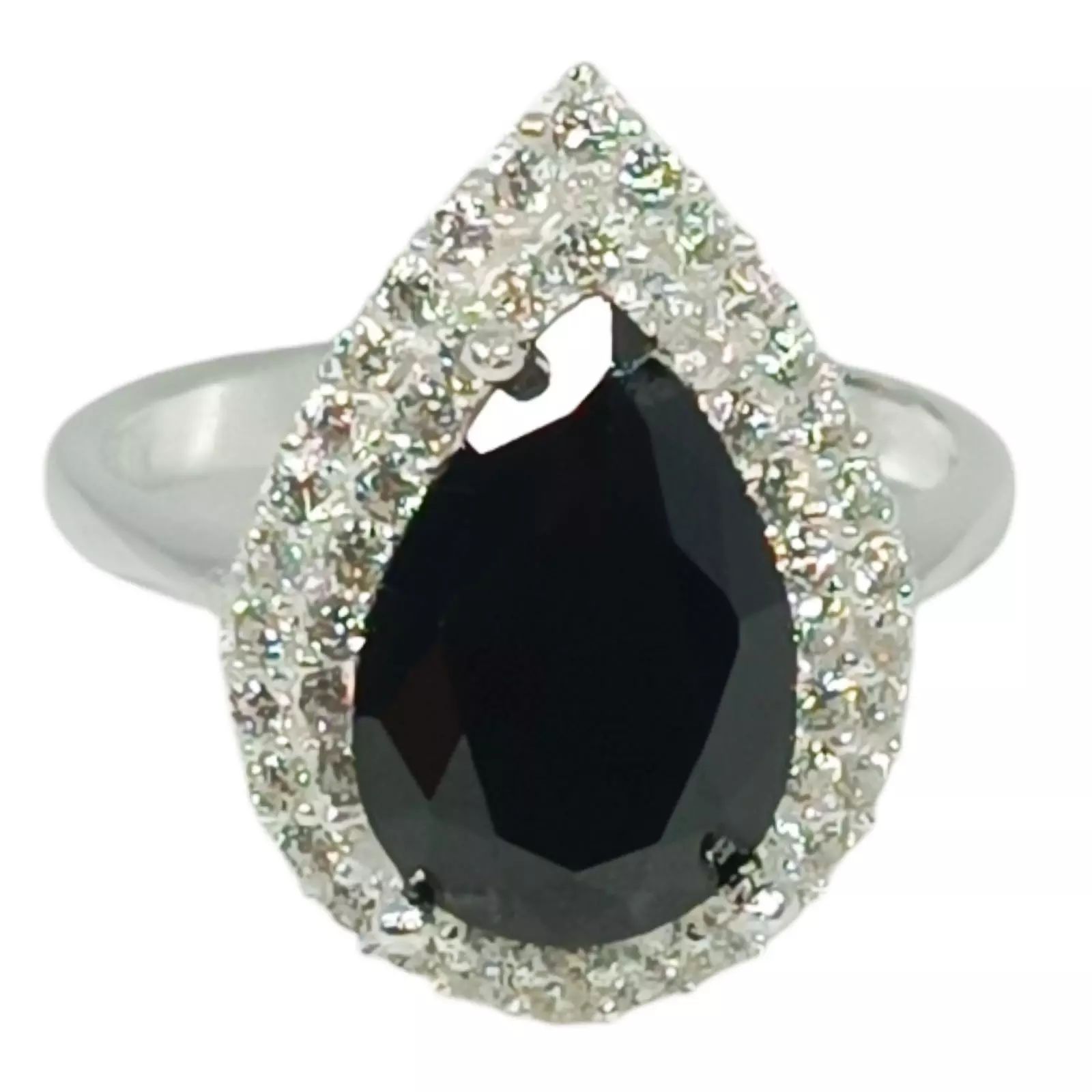 les trésors de lily Bague Argent 'Arégonde' noir argenté 18x13 mm [S1056]