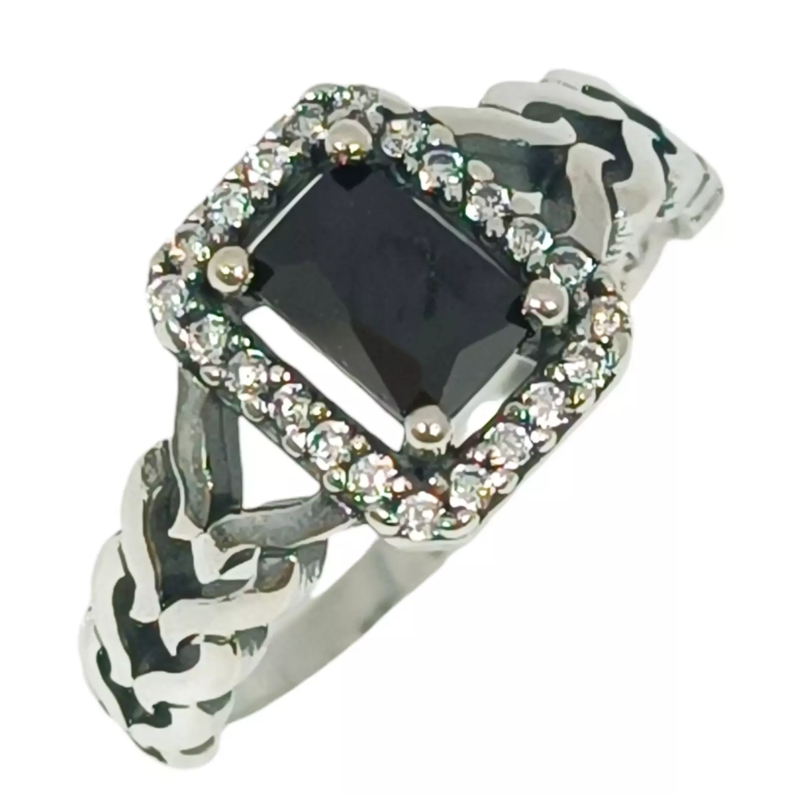 les trésors de lily Bague argent 'Sappho' noir argenté vieilli 9x7 mm [S1058]