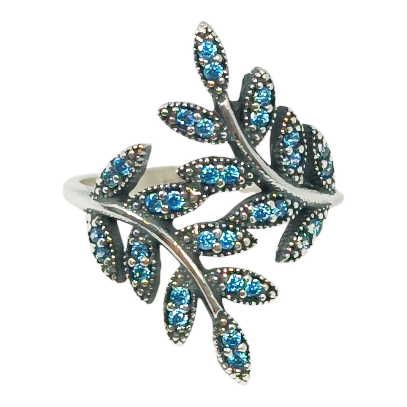 Bague Argent \'Cléopatra\' turquoise argenté vieilli - 25x18 mm - [S1070]