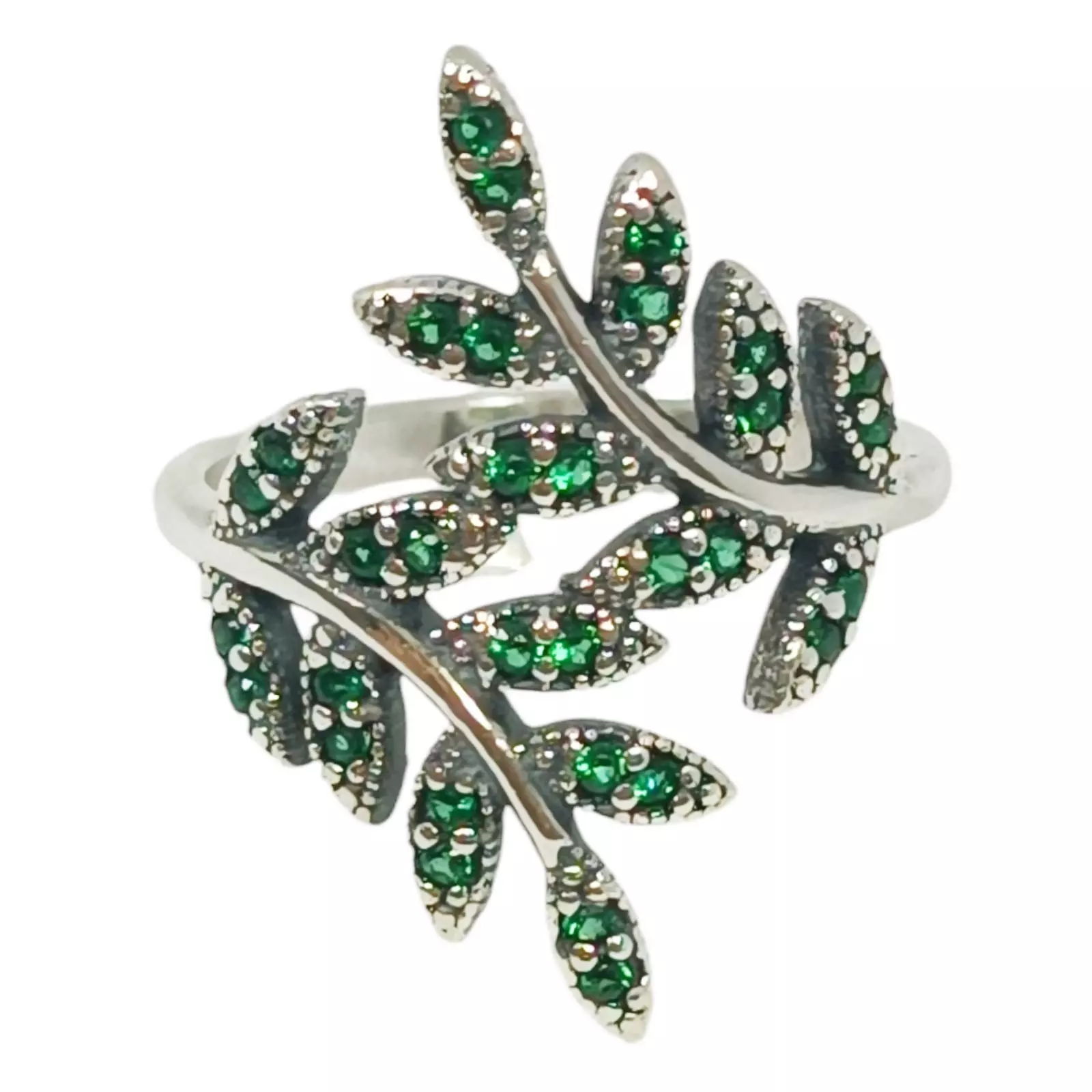 les trésors de lily Bague Argent 'Cléopatra' vert argenté vieilli 25x18 mm [S1072]