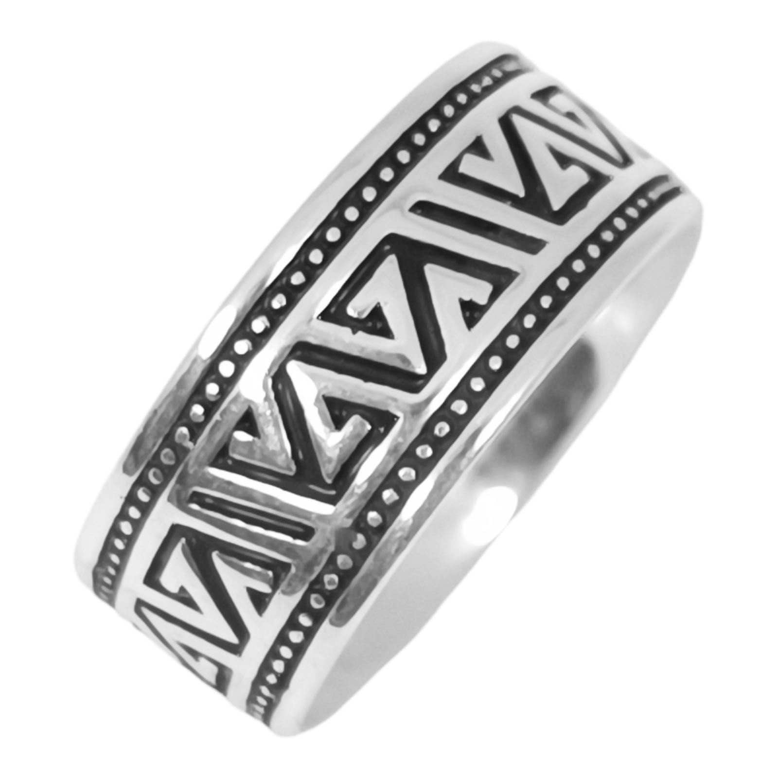 Bague Homme Argent \'Thorgal\' argenté vieilli - 8 mm - [S1090]