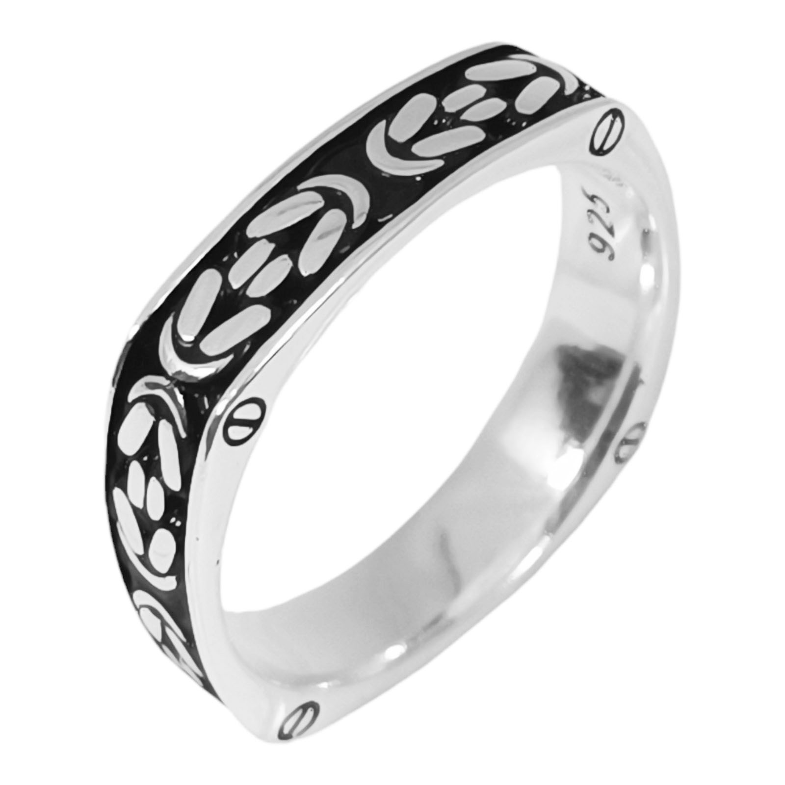 Bague Homme Argent \'Thorgal\' argenté vieilli - 5 mm - [S1092]