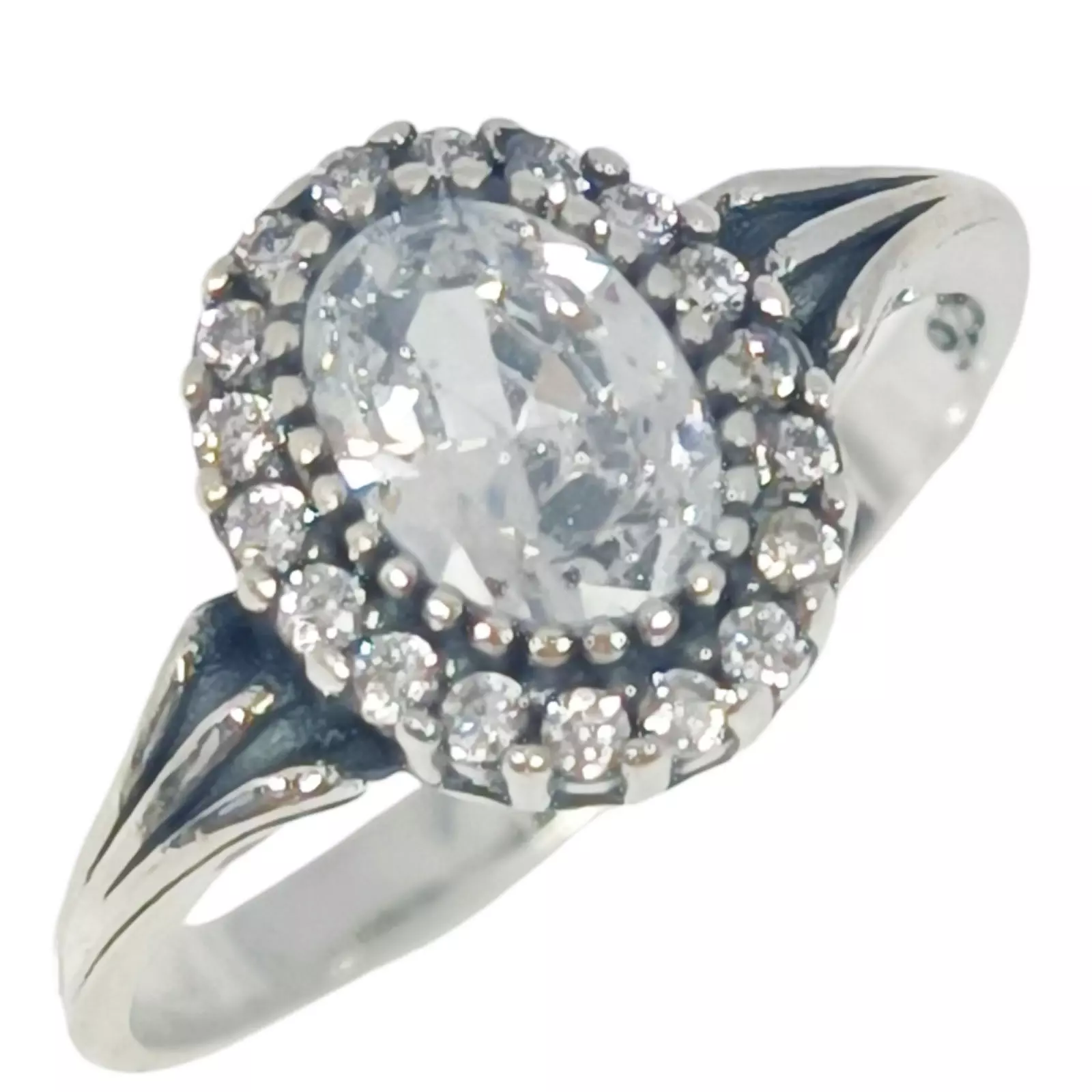 les trésors de lily Bague argent 'Sappho' blanc argenté vieilli 10x8 mm [S1100]