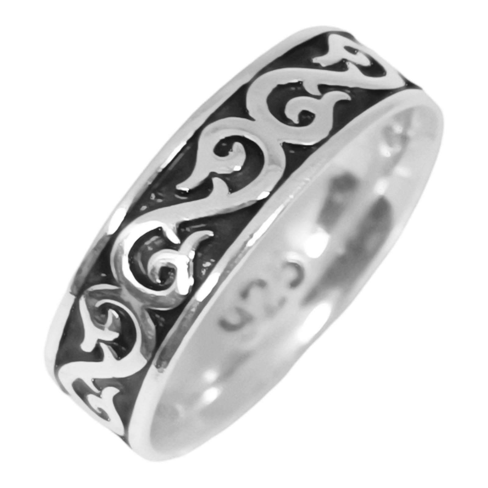 Bague Homme Argent \'Thorgal\' argenté vieilli - 5 mm - [S1102]