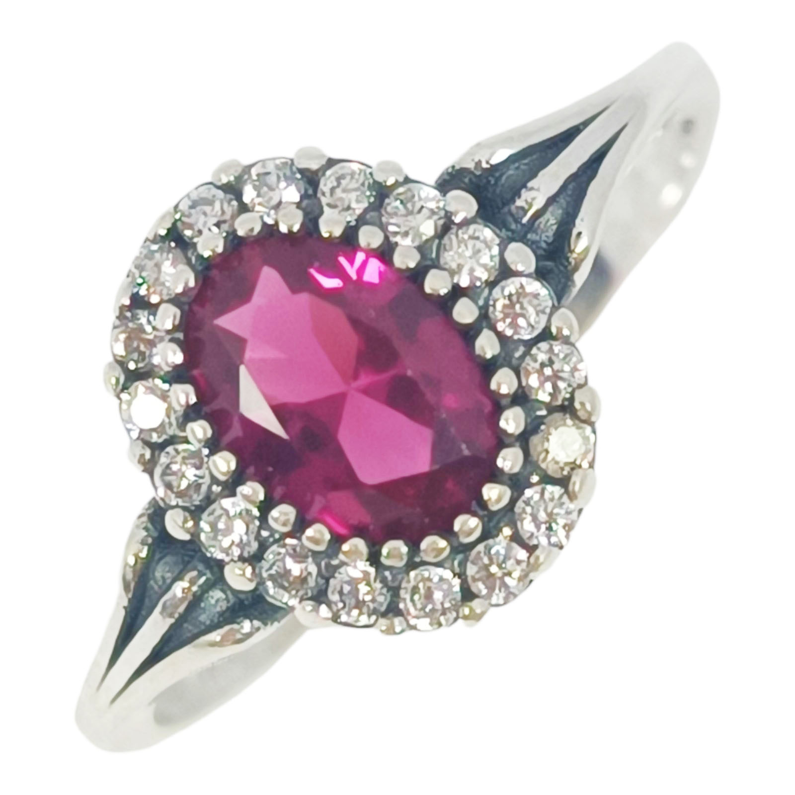 Bague argent \'Sappho\' rose argenté vieilli - 10x8 mm - [S1103]