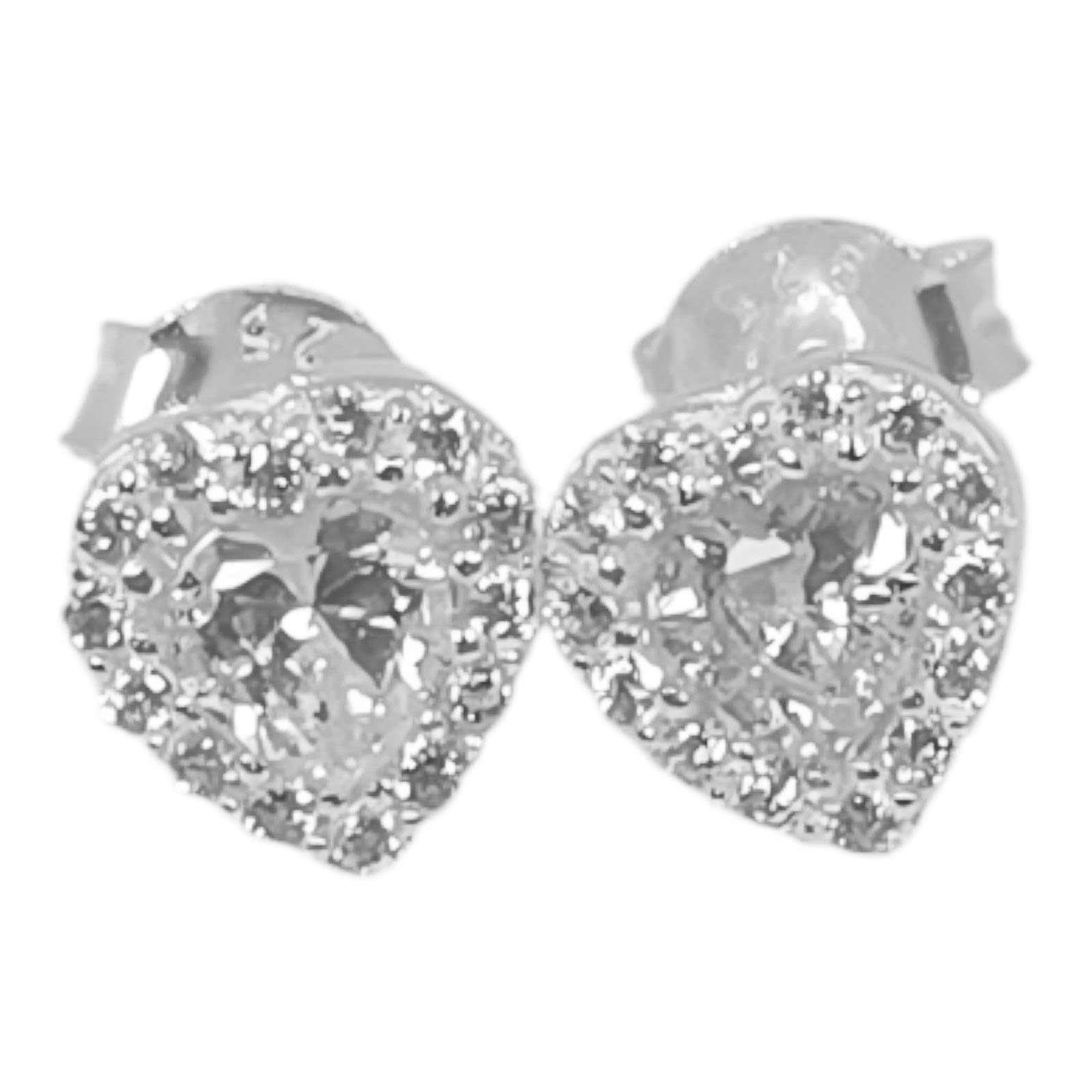 Boucles Argent \'Love\' blanc argenté - 7x7 mm - [S1118]